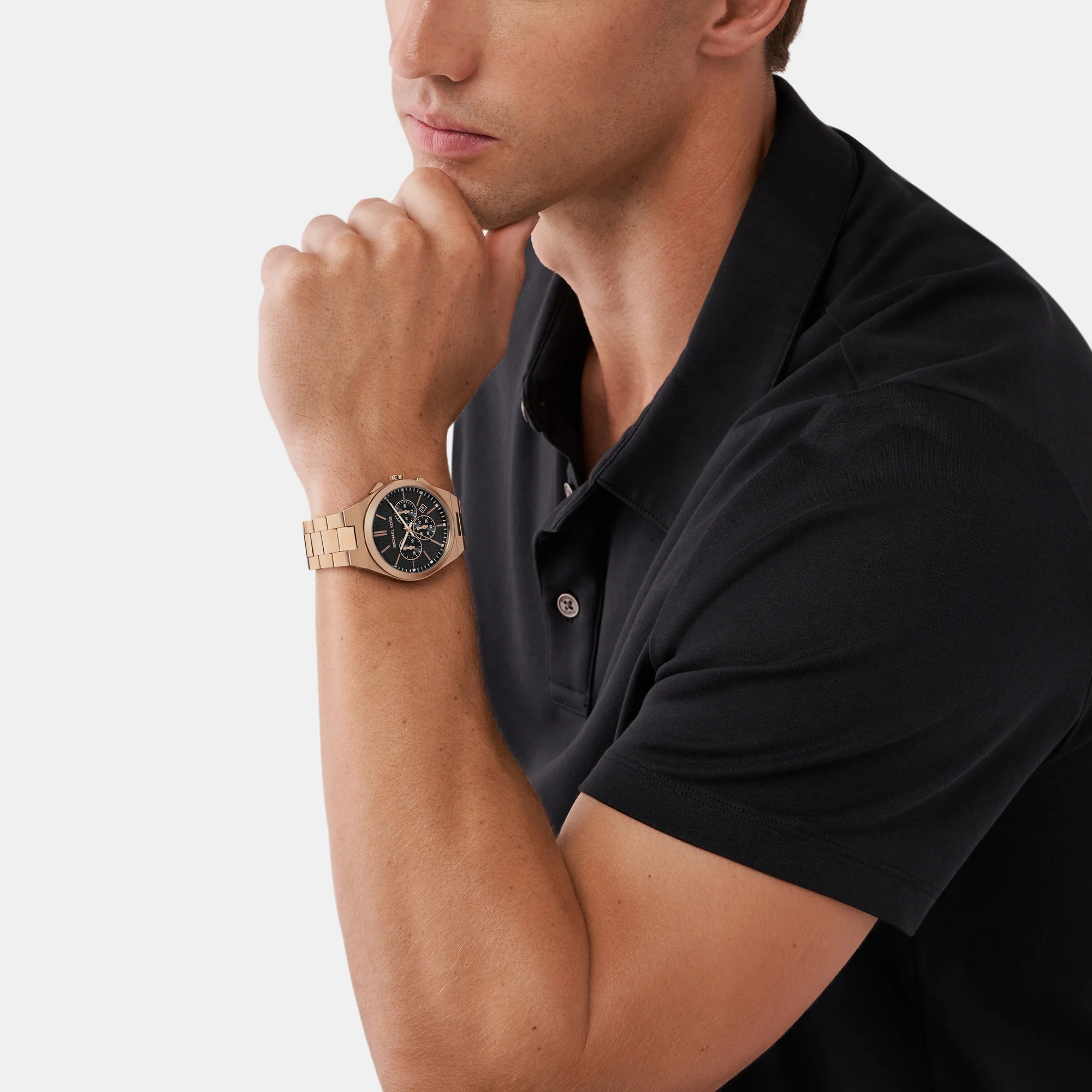 Lennox Men Quartz Black Dial Chronograph Stainless Steel Watch MK9119 - Image 9