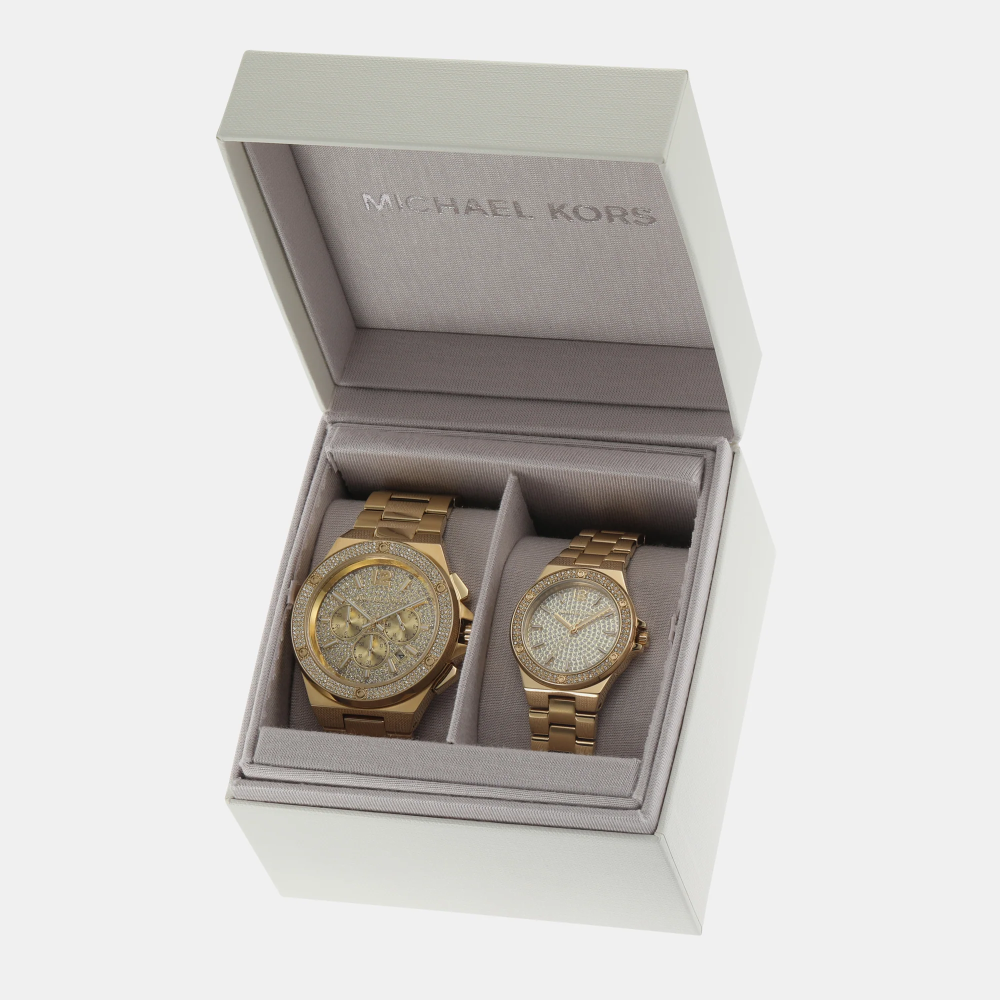 Lennox Men Quartz Gold Dial Chronograph Stainless Steel Watch MK1061SET - Image 8