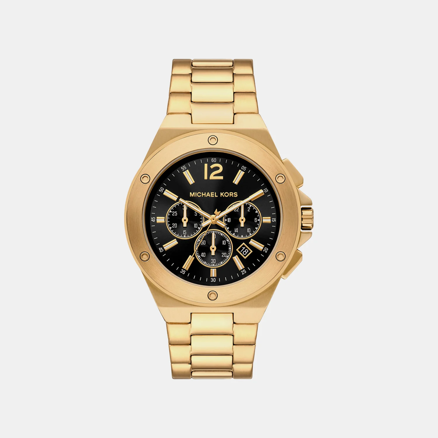 Lennox Men Quartz Black Dial Chronograph Stainless Steel Watch MKO1236