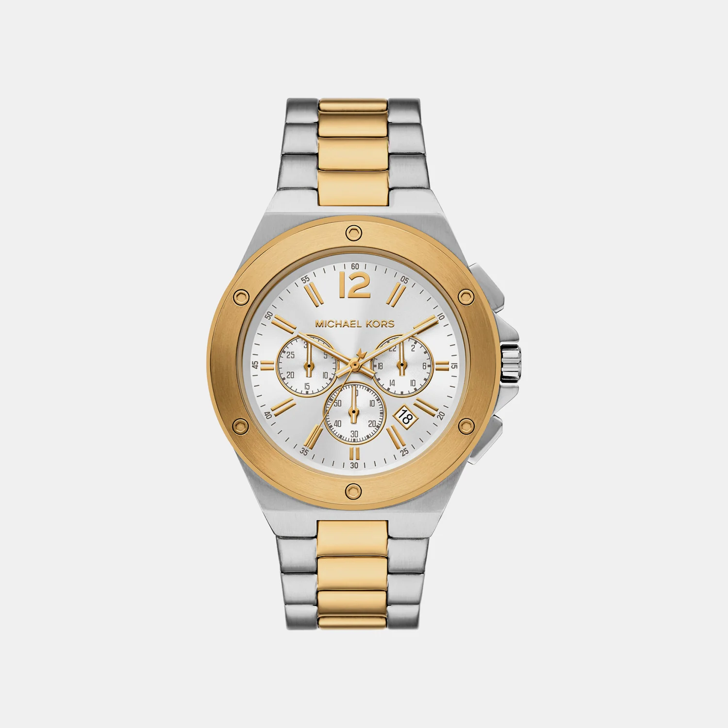 Lennox Men Quartz White Dial Chronograph Stainless Steel Watch MKO1237