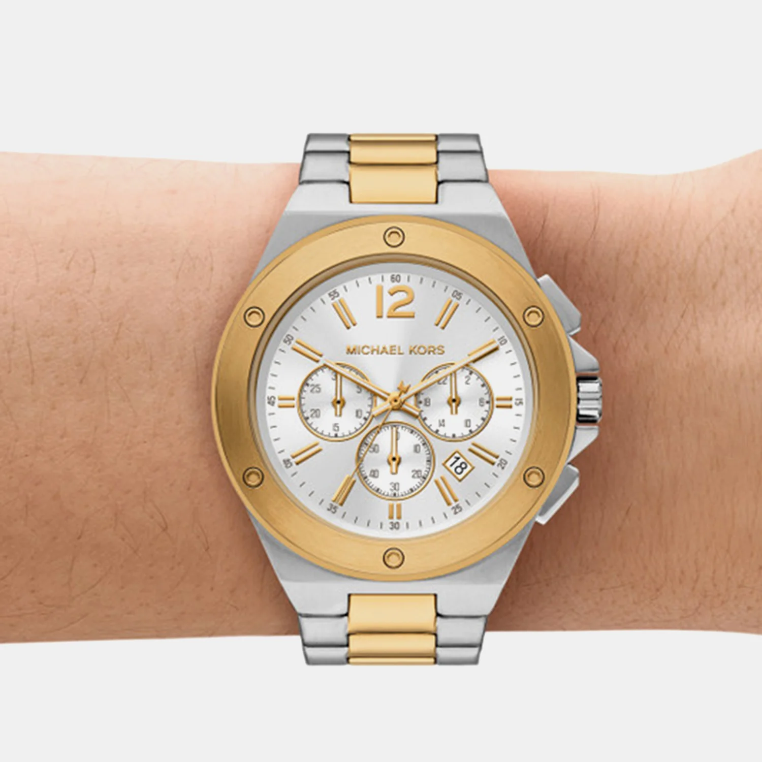 Lennox Men Quartz White Dial Chronograph Stainless Steel Watch MKO1237 - Image 3