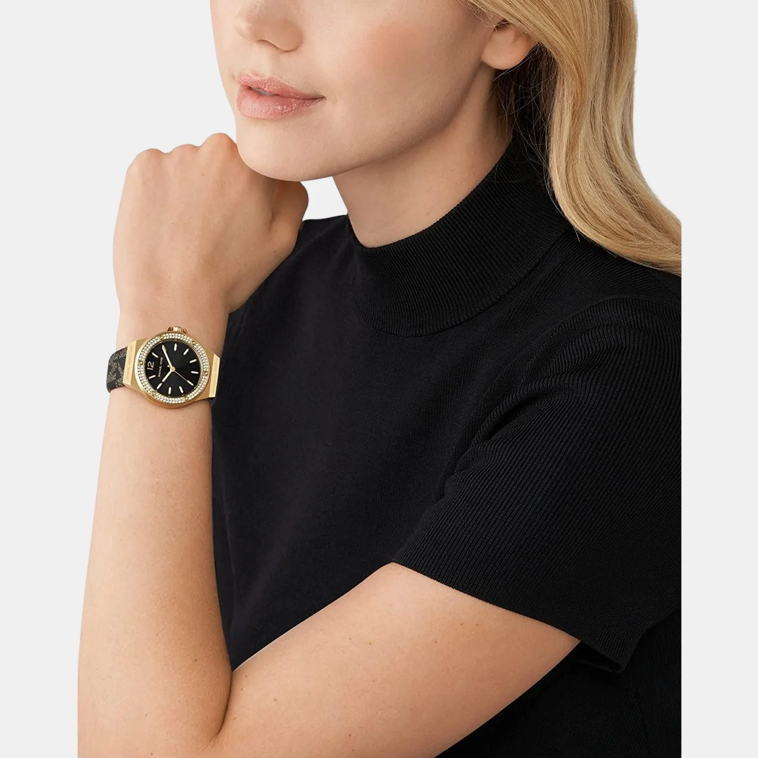 Lennox Women Quartz Black Dial Analog Stainless Steel Watch MK7307 - Image 4