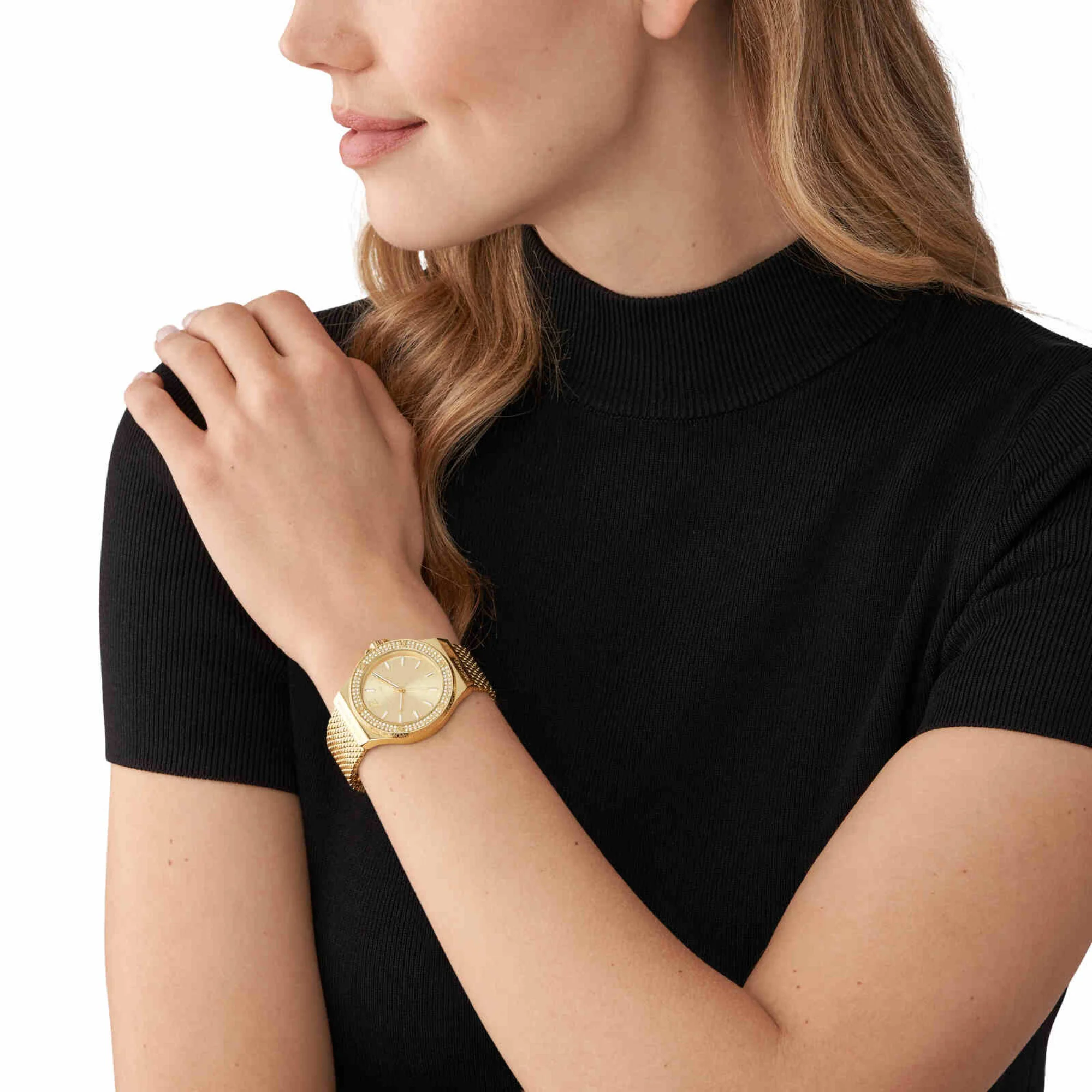 Lennox Women Quartz Gold Dial Analog Stainless Steel Watch MK7335 - Image 3