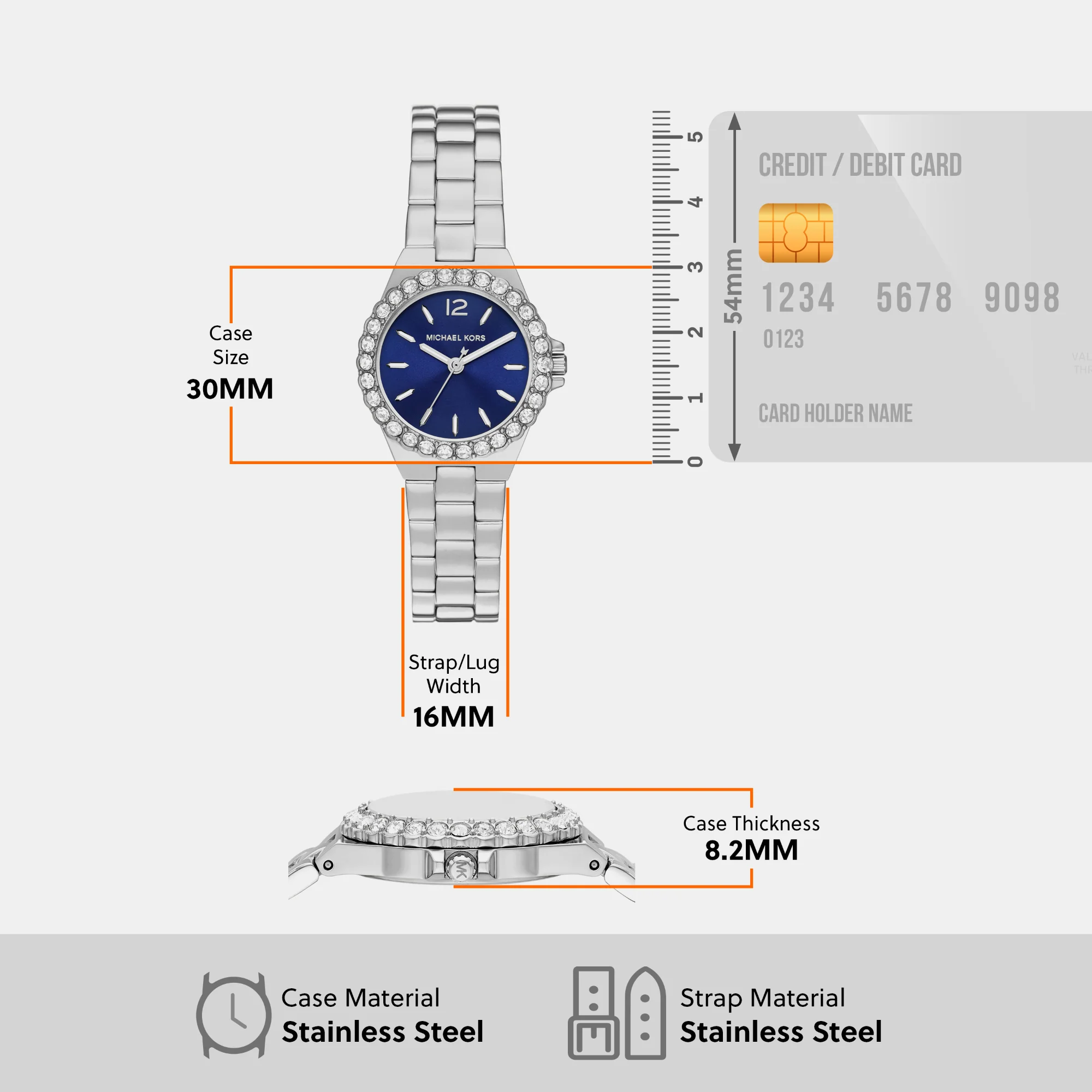 Lennox Women Quartz Silver Dial Analog Stainless Steel Watch MK7397 - Image 7