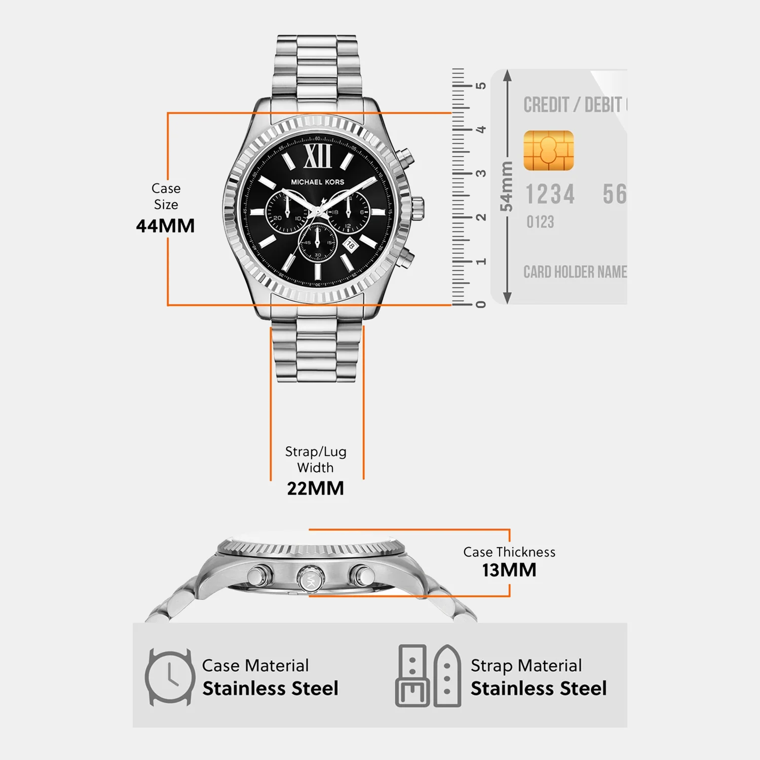 Lexington Men Quartz Black Dial Chronograph Stainless Steel Watch MK1091SET - Image 4