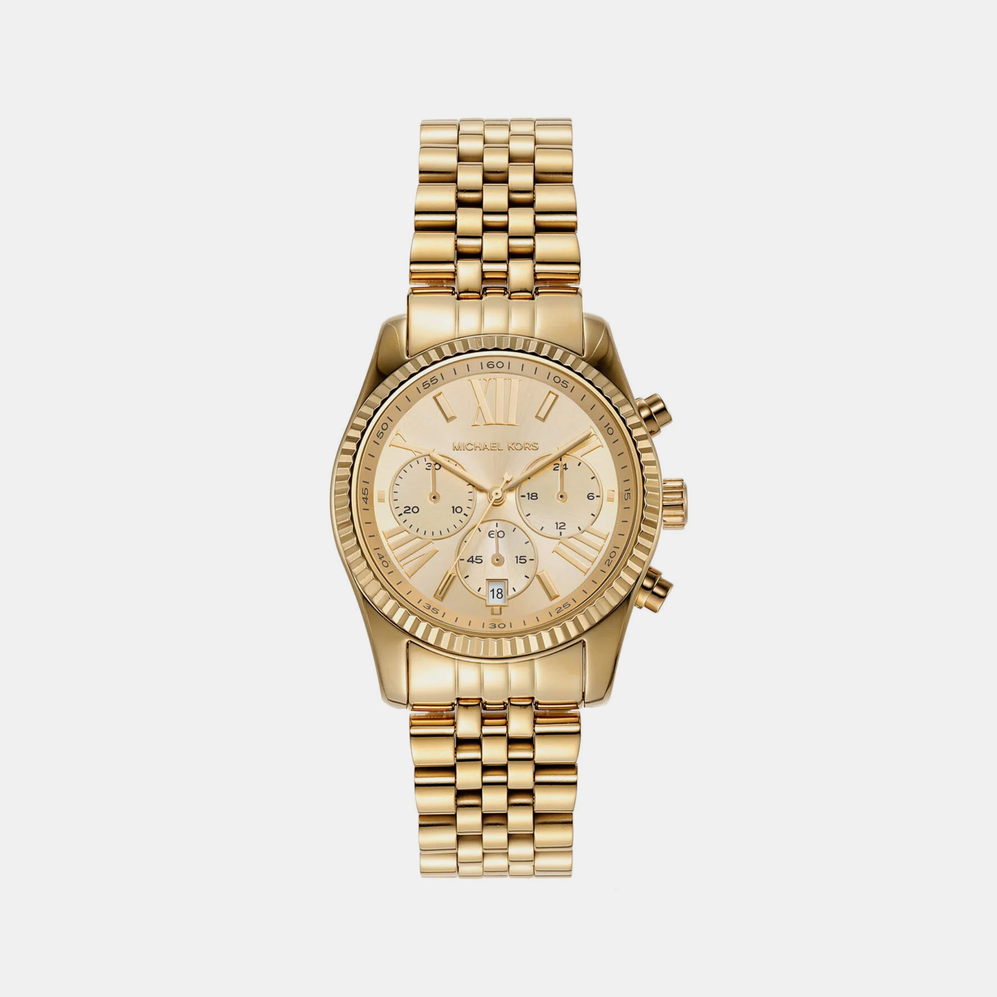 Lexington Women Quartz Gold Dial Chronograph Stainless Steel Watch MK7378 - Image 2