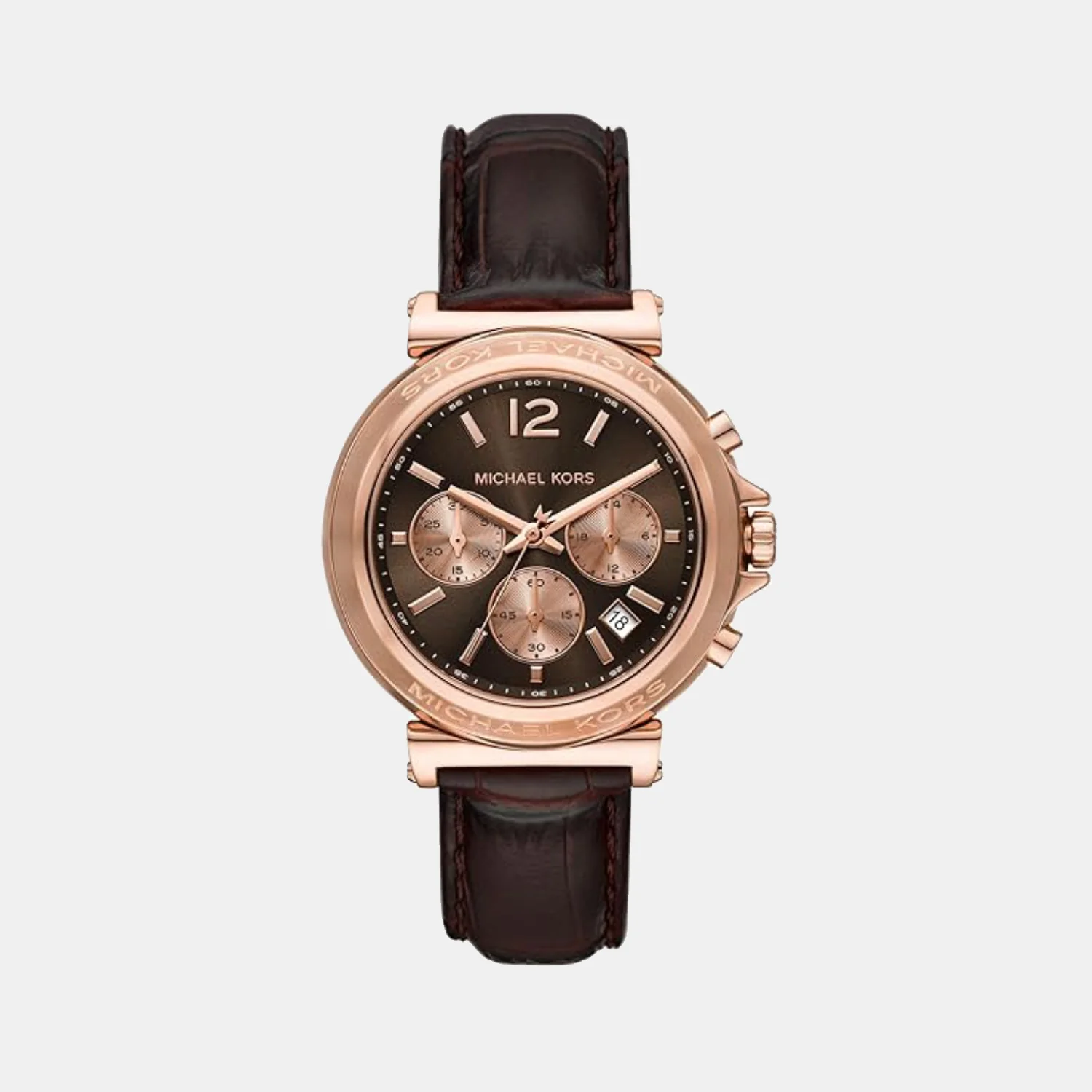 Maren Men Quartz Brown Dial Chronograph Leather Watch MK7497