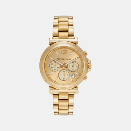 Maren Women Quartz Gold Dial Chronograph Stainless Steel Watch MK7493 - Image 3