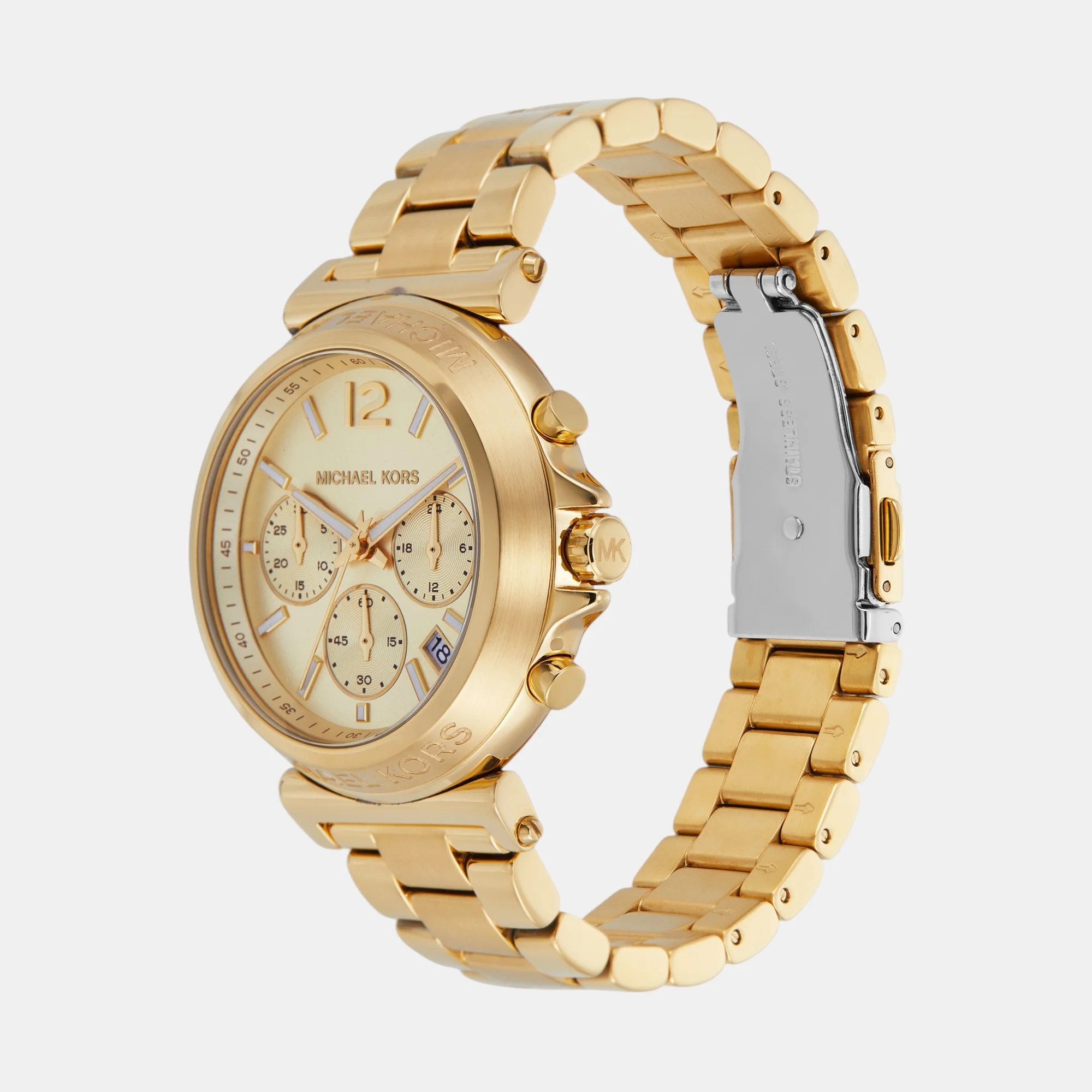 Maren Women Quartz Gold Dial Chronograph Stainless Steel Watch MK7493 - Image 4