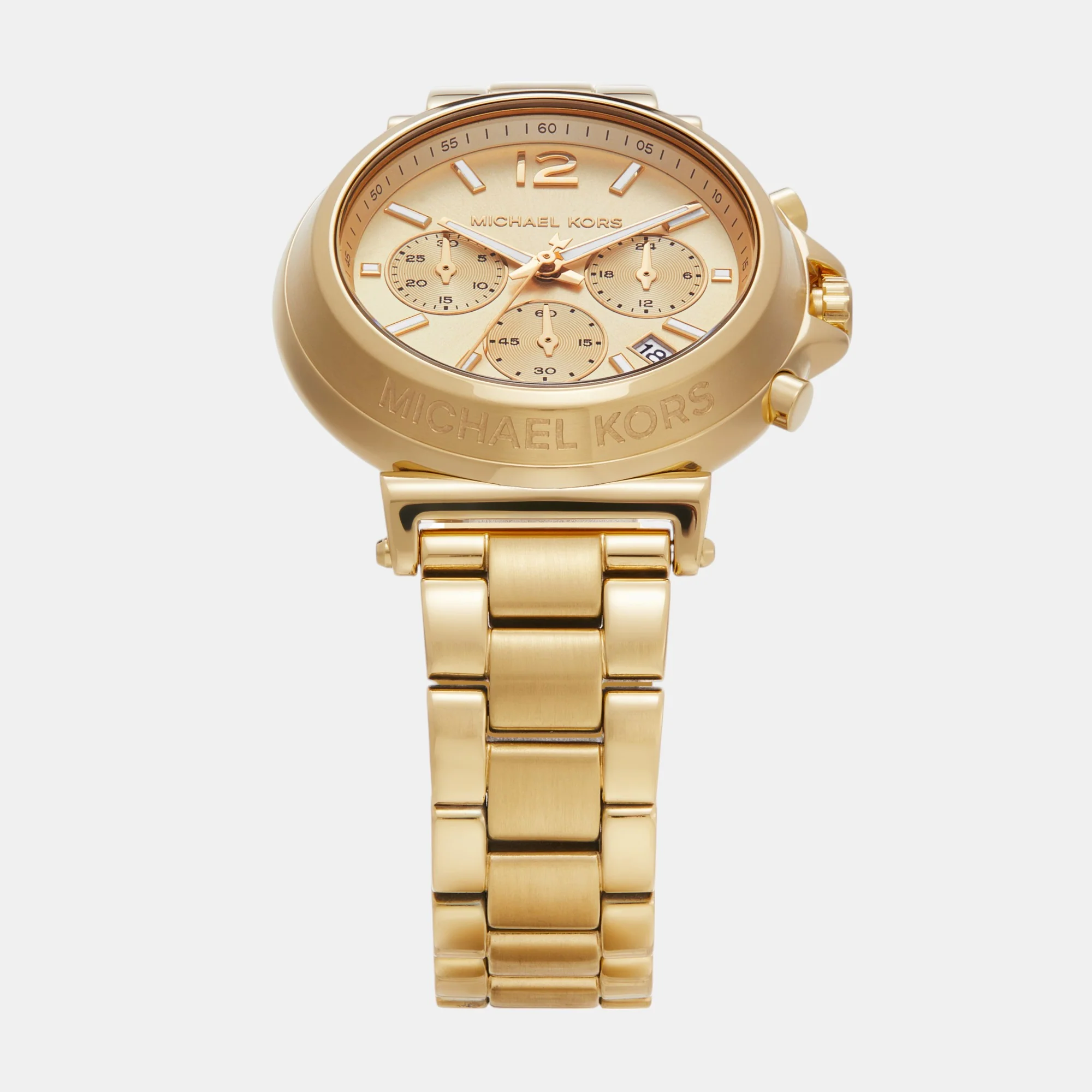 Maren Women Quartz Gold Dial Chronograph Stainless Steel Watch MK7493 - Image 6