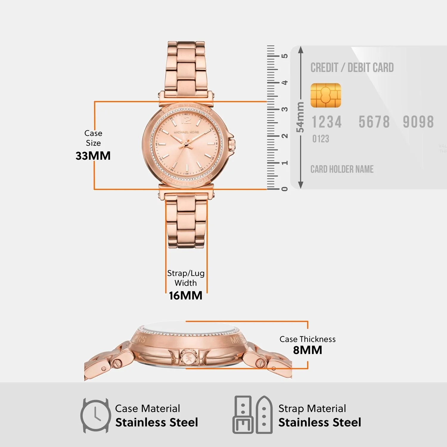 Maren Women Quartz Rose Gold Dial Analog Stainless Steel Watch MK7491 - Image 7