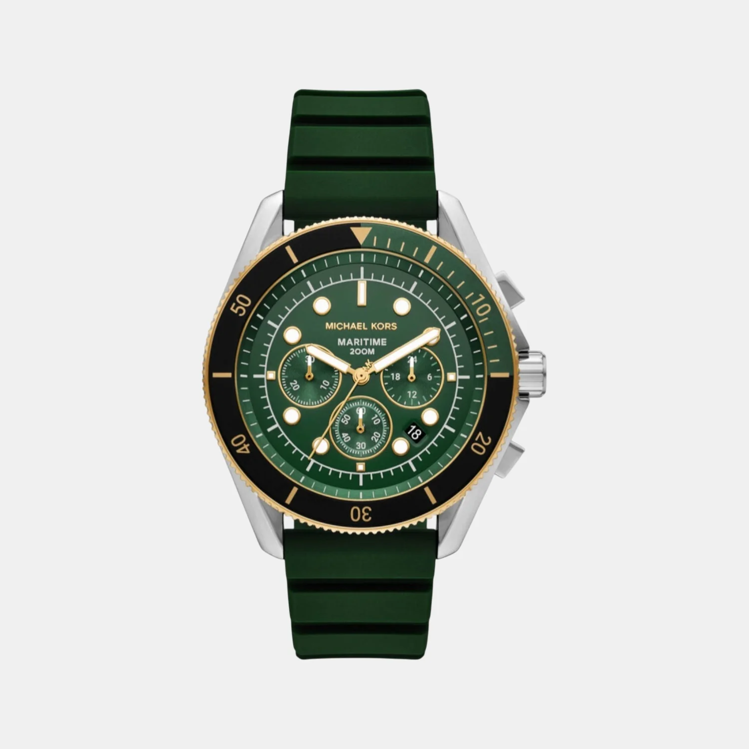 Maritime Men Quartz Black Dial Chronograph Silicone Watch MK9214