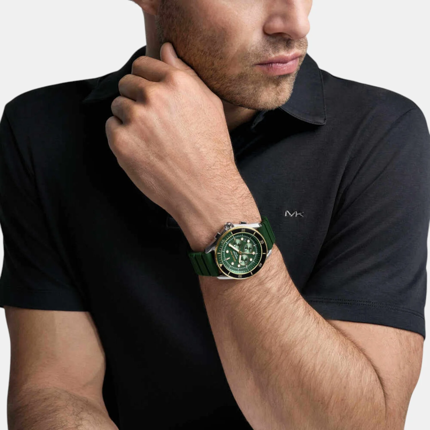 Maritime Men Quartz Black Dial Chronograph Silicone Watch MK9214 - Image 4