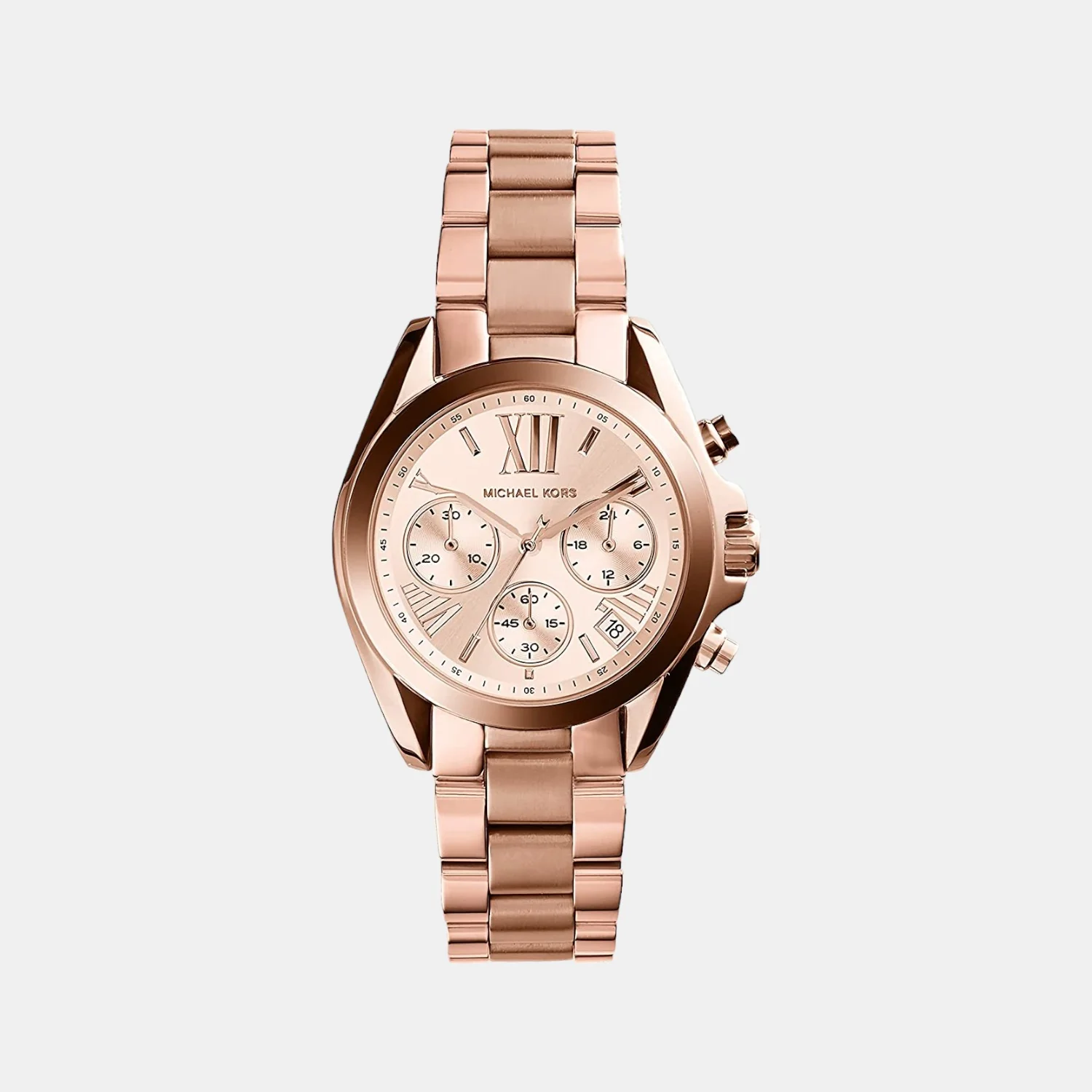Mini Bradshaw Women Quartz Rose Gold Dial Chronograph Stainless Steel Watch MK5799