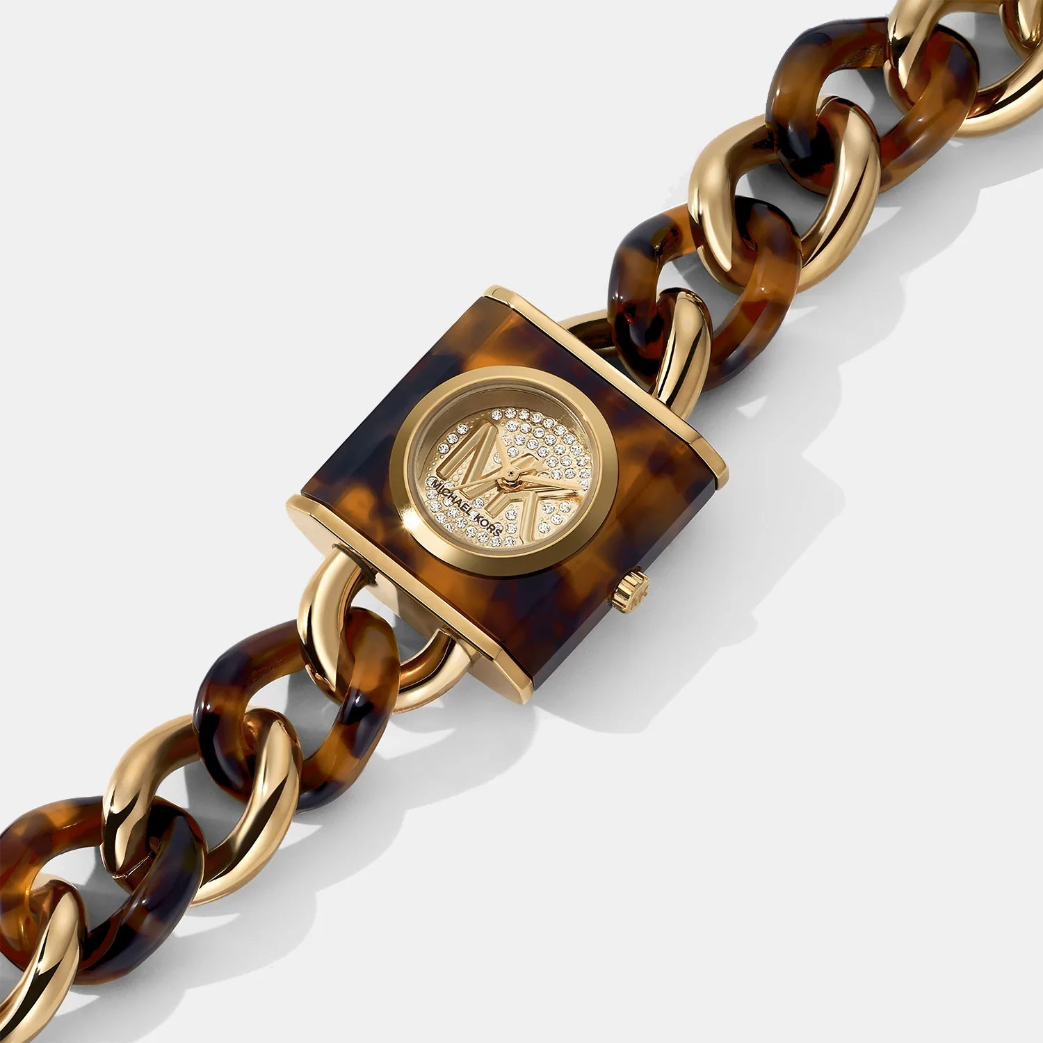 Mk Chain Lock Women Quartz Gold Dial Analog Stainless Steel Watch MK4808 - Image 4