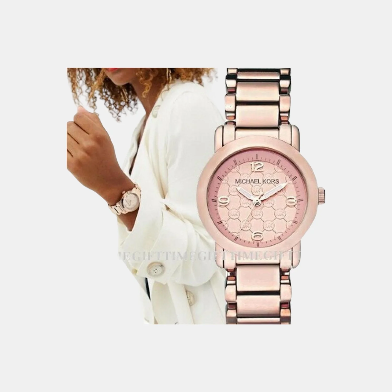 Outlet Women Quartz Rose Gold Dial Analog Stainless Steel Watch MK3159 - Image 2
