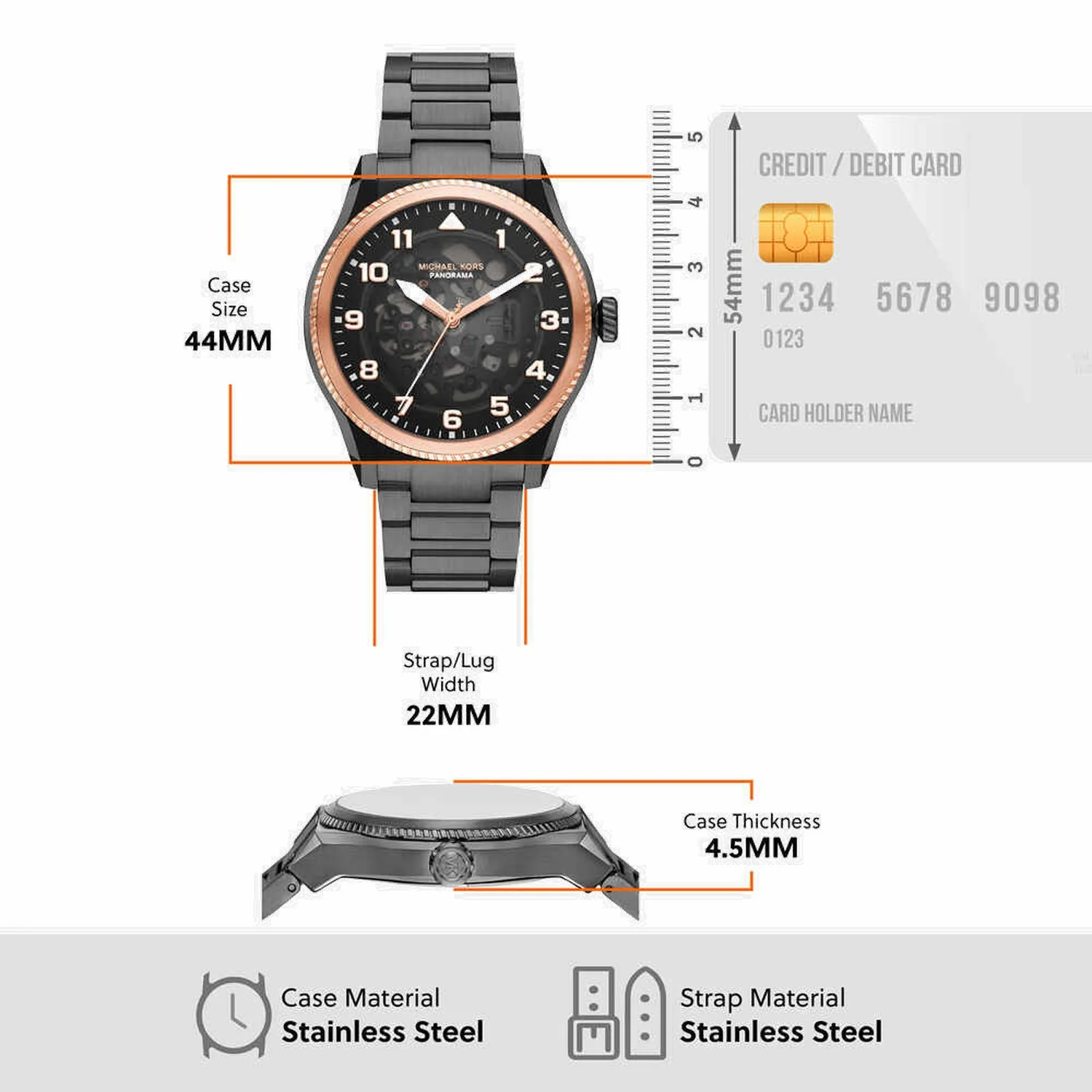 Panorama Men Automatic Black Dial Analog Stainless Steel Watch MK9219 - Image 6