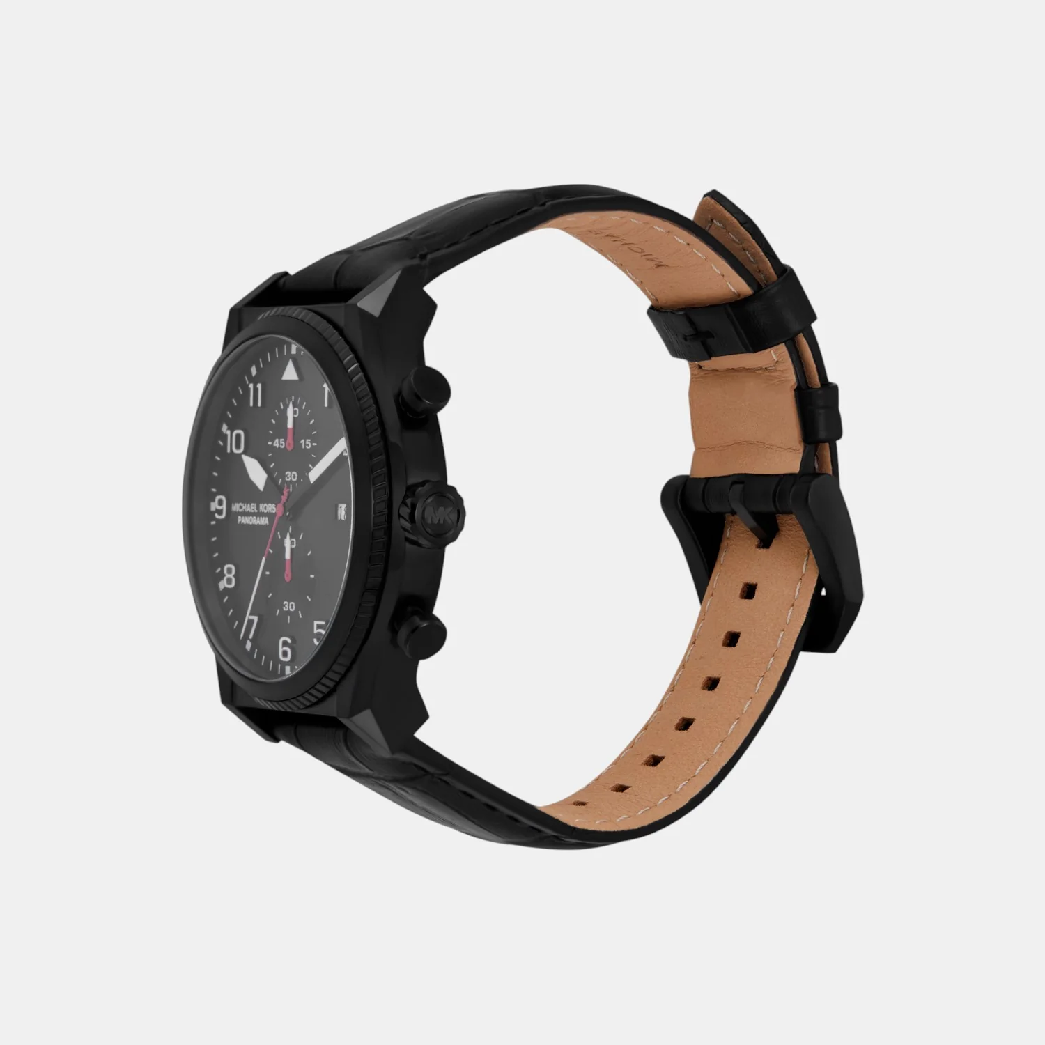 Panorama Men Quartz Black Dial Chronograph Leather Watch MK9201 - Image 4