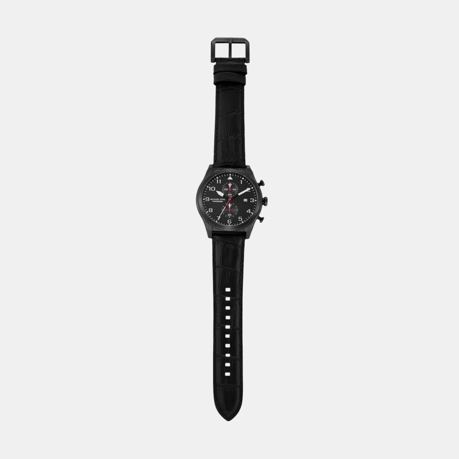 Panorama Men Quartz Black Dial Chronograph Leather Watch MK9201 - Image 9