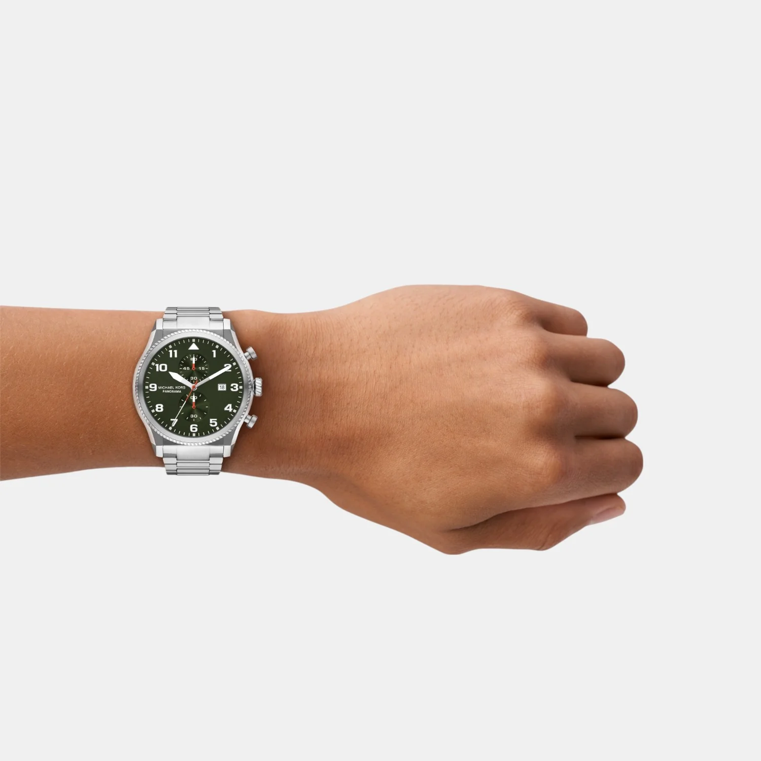 Panorama Men Quartz Green Dial Chronograph Stainless Steel Watch MK9196 - Image 5