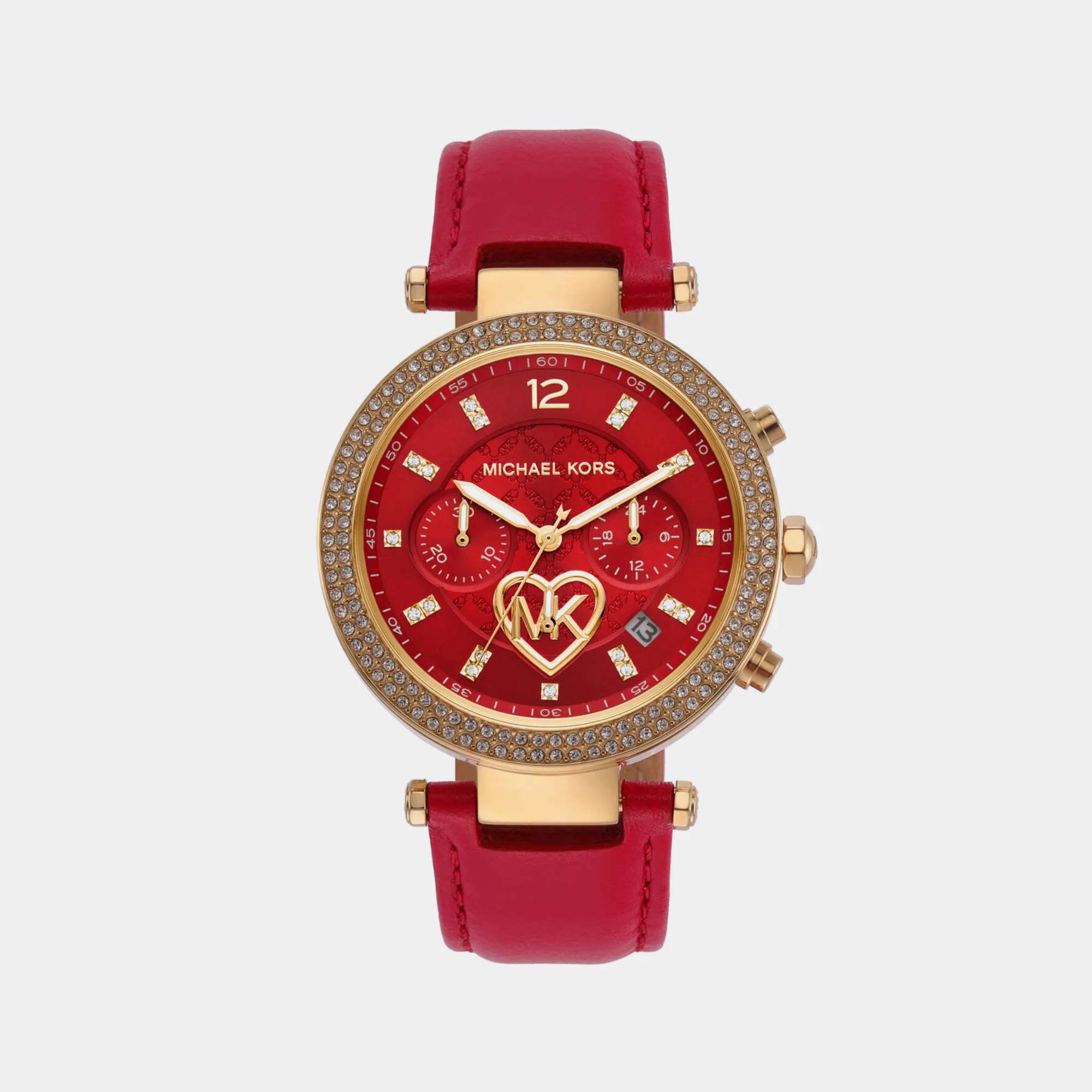 Parker Women Quartz Red Dial Chronograph Leather Watch MK2992