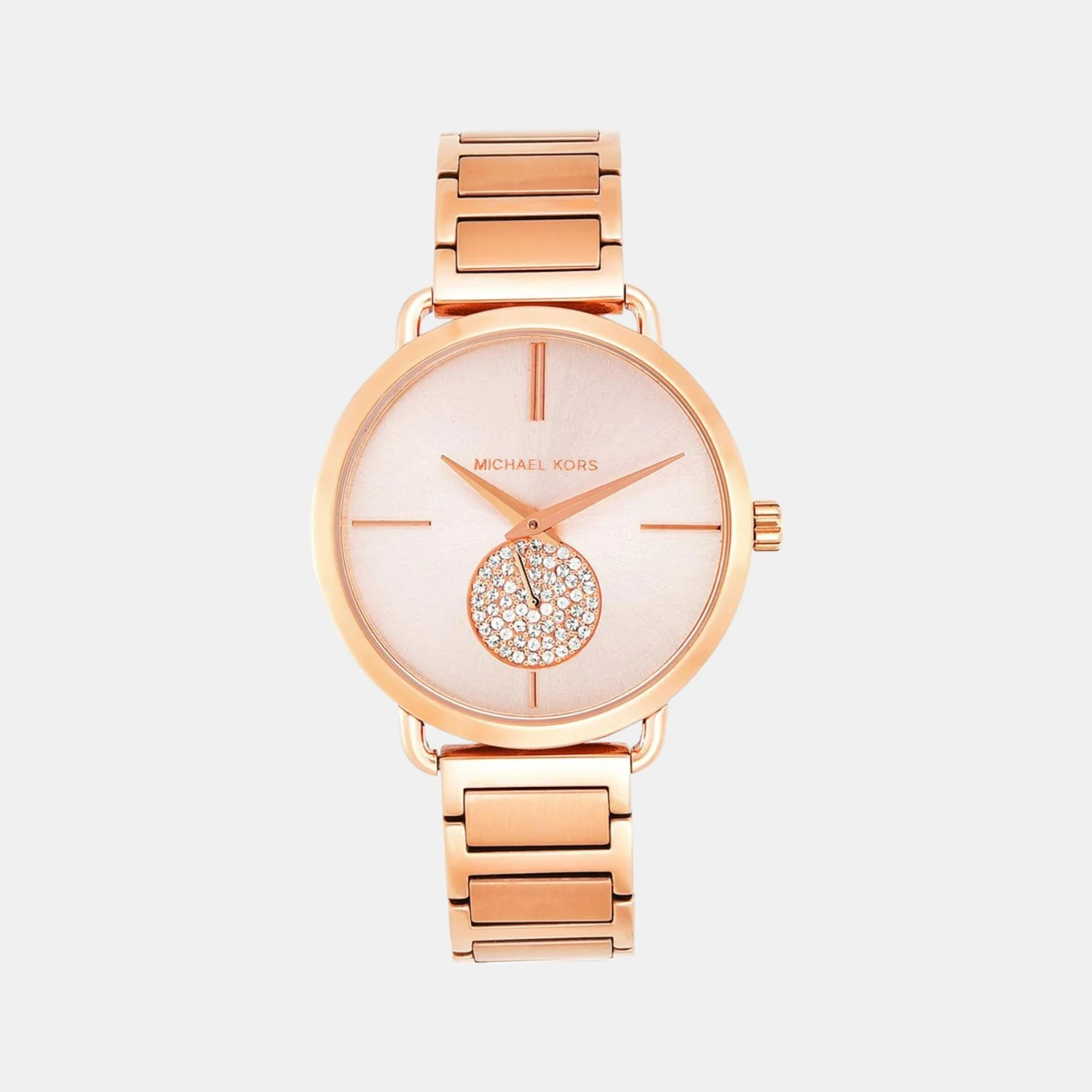 Portia Women Quartz Rose Gold Dial Chronograph Stainless Steel Watch MK3640
