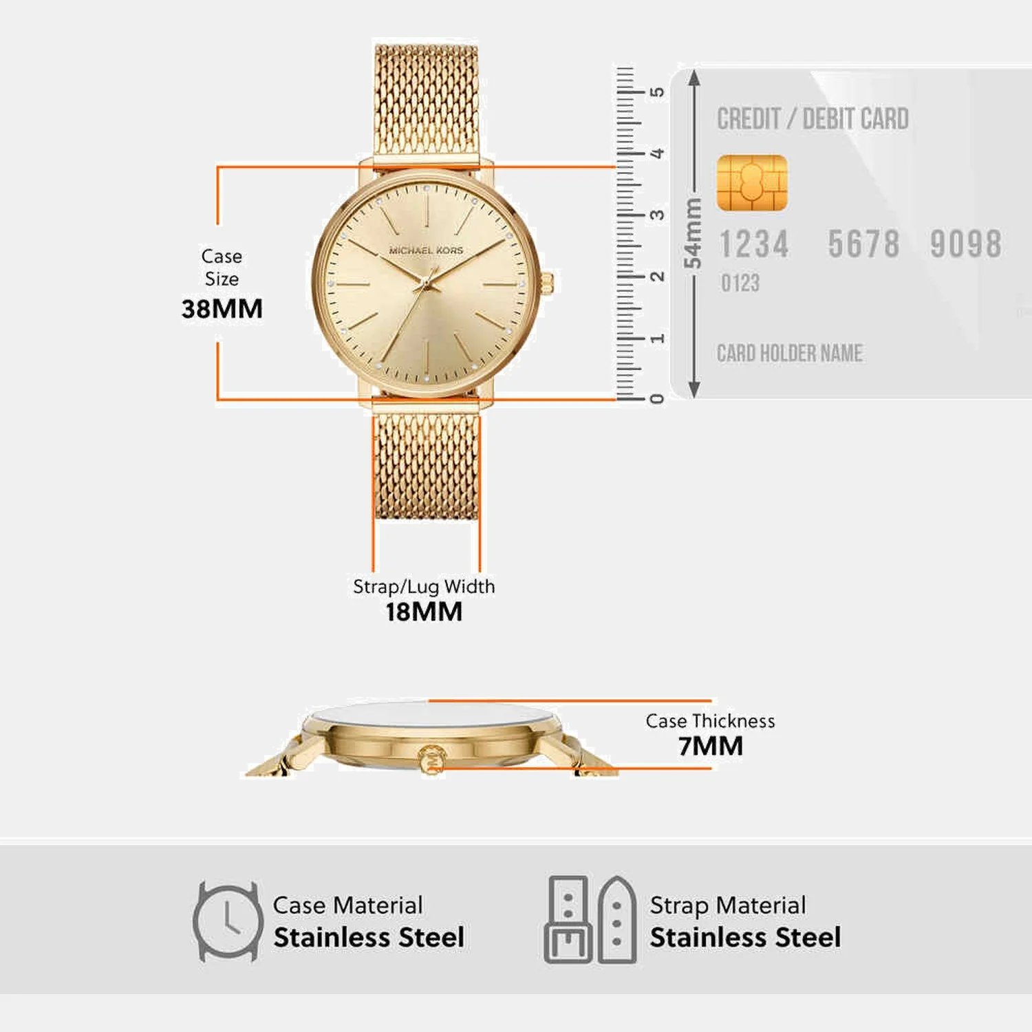 Pyper Women Quartz Gold Dial Analog Stainless Steel Watch MK4339 - Image 5