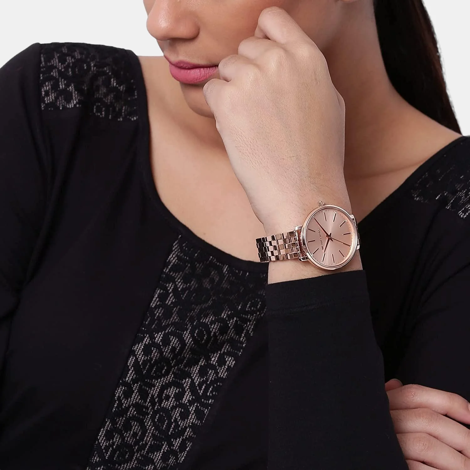 Pyper Women Quartz Rose Gold Dial Analog Stainless Steel Watch MK3897 - Image 5