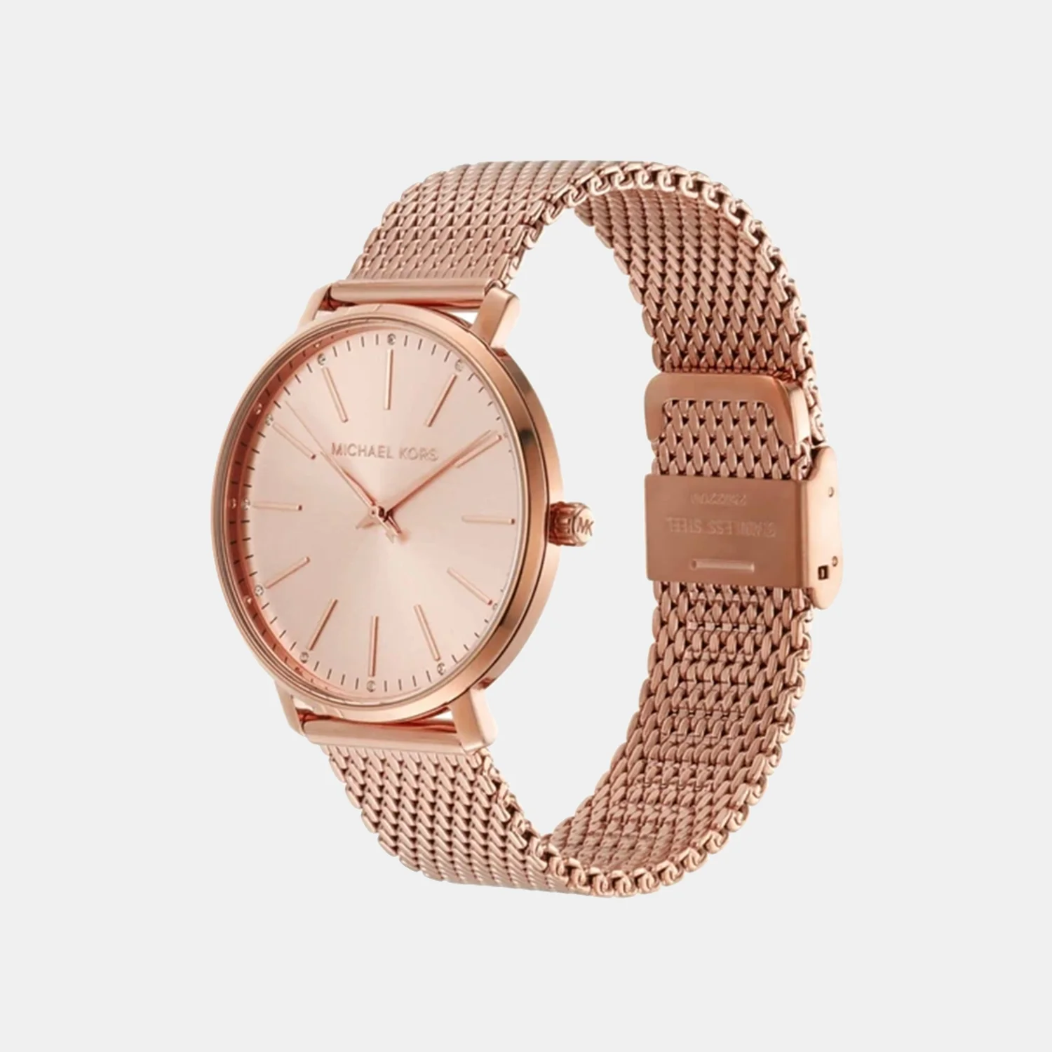 Pyper Women Quartz Rose Gold Dial Analog Mesh Watch MK4340 - Image 3