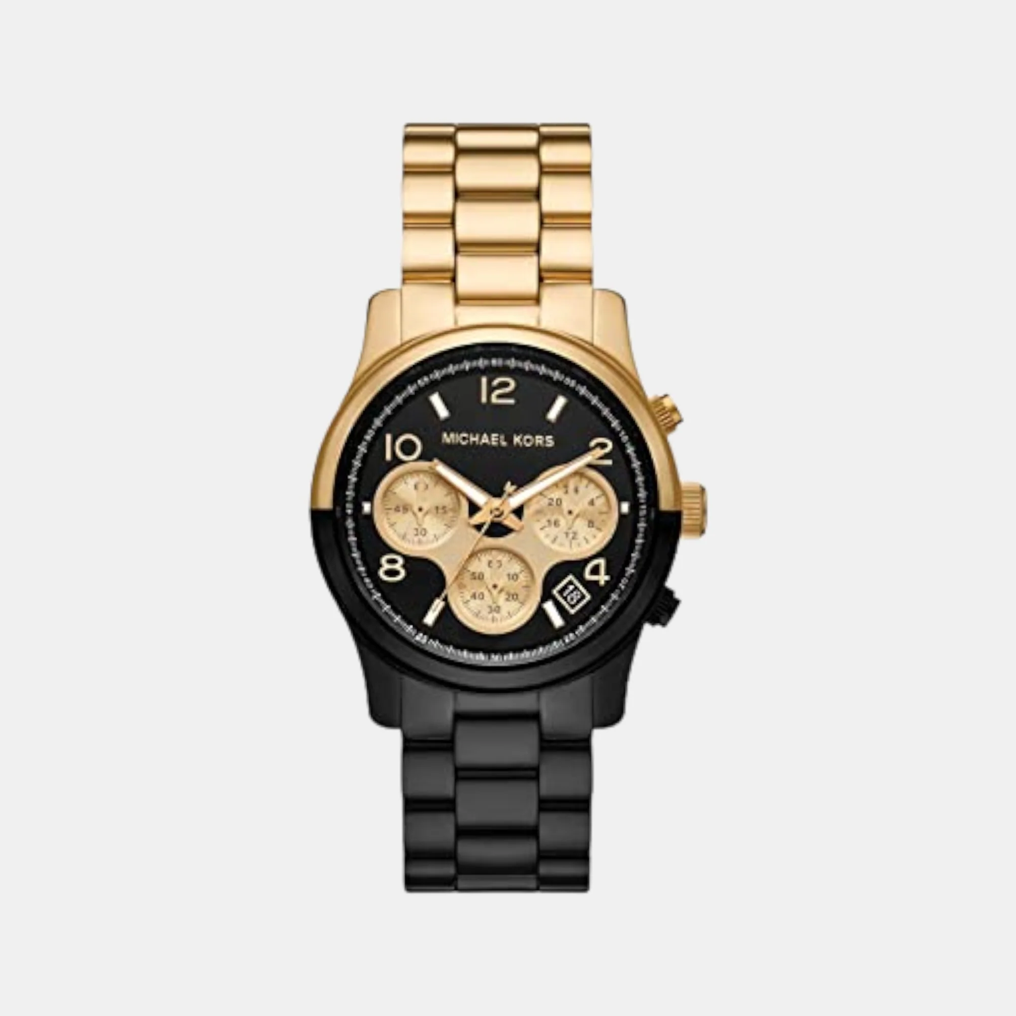 Runway Women Quartz Black Dial Chronograph Stainless Steel Watch MK7328