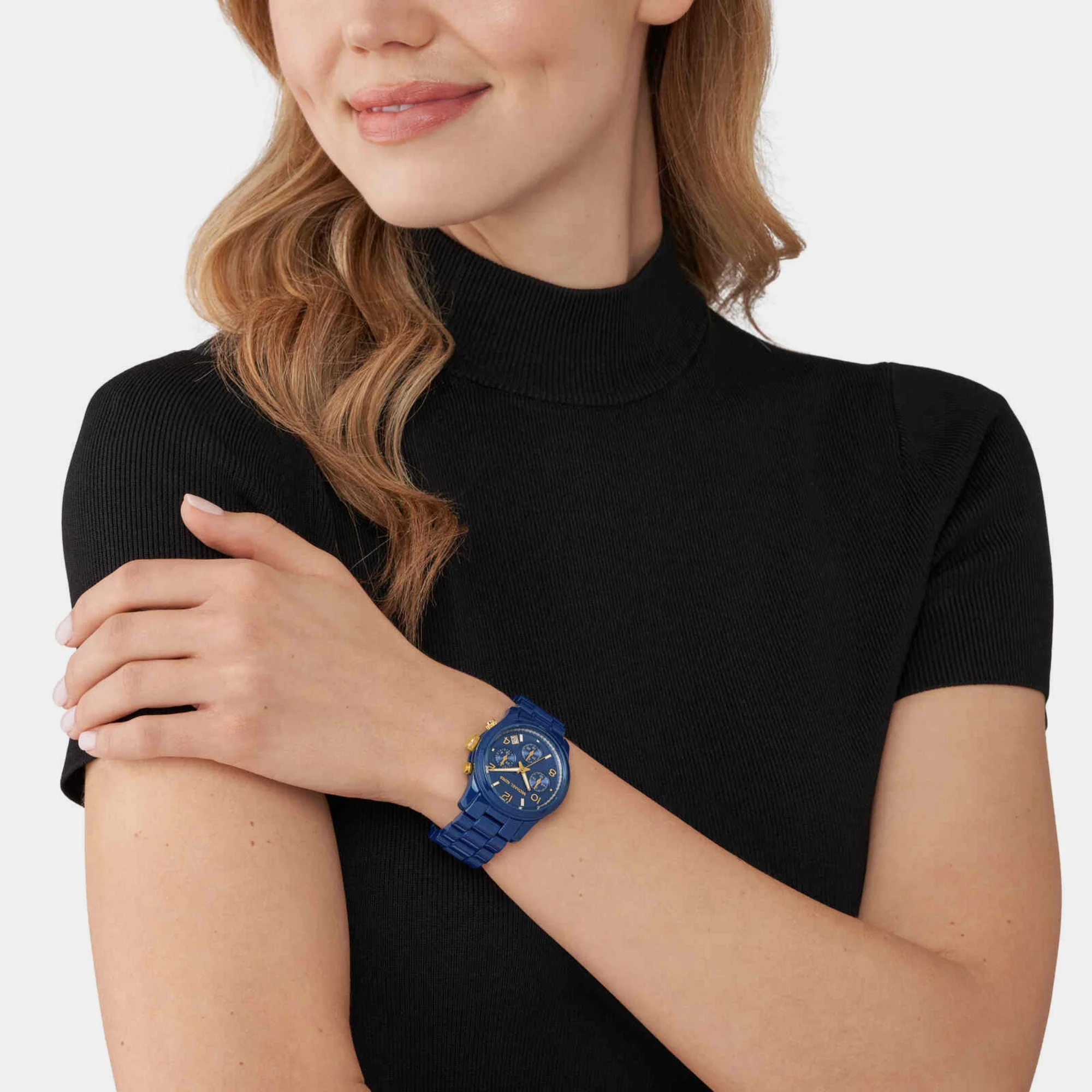 Runway Women Quartz Blue Dial Chronograph Stainless Steel Watch MK7332 - Image 3