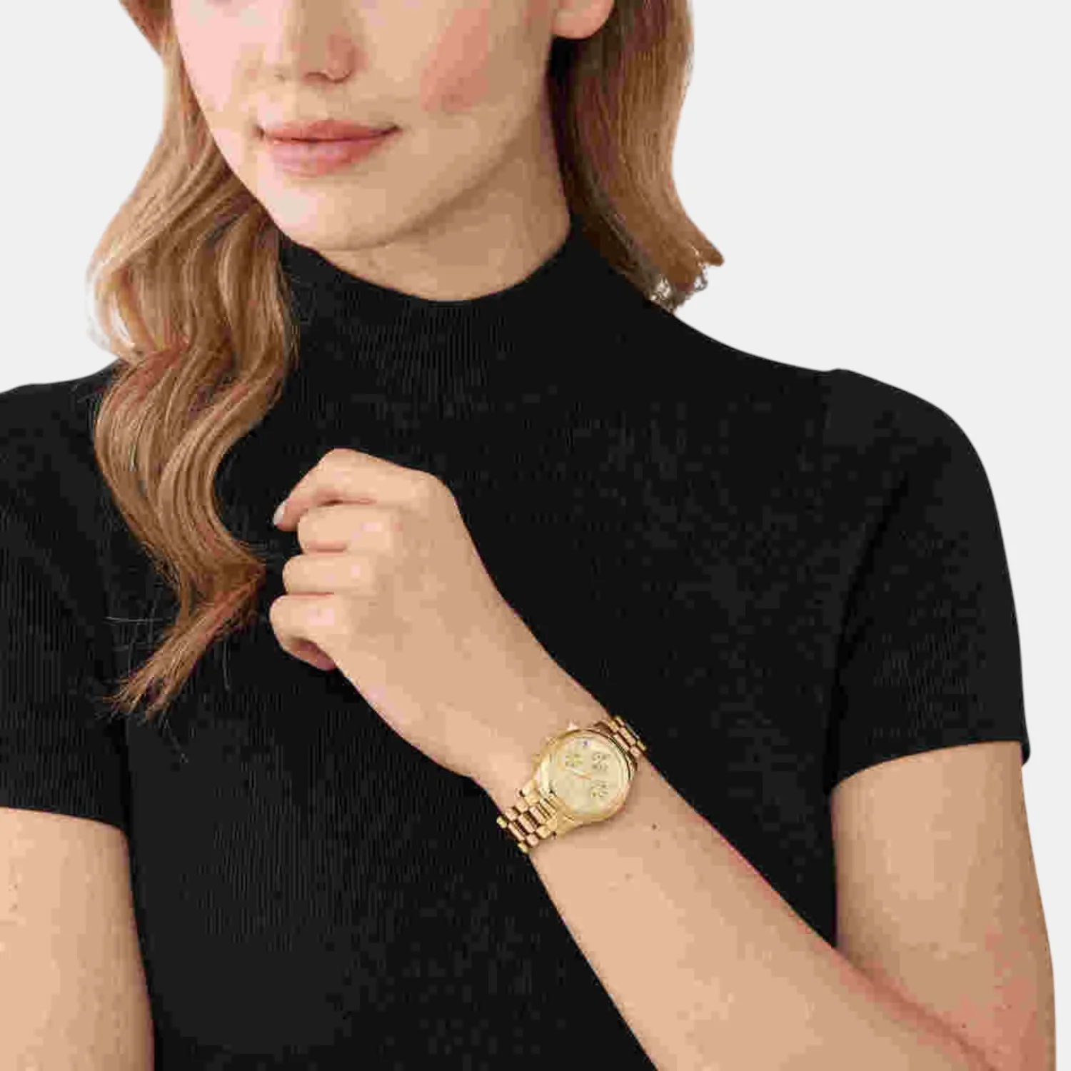 Runway Women Quartz Gold Dial Chronograph Stainless Steel Watch MK7326 - Image 4