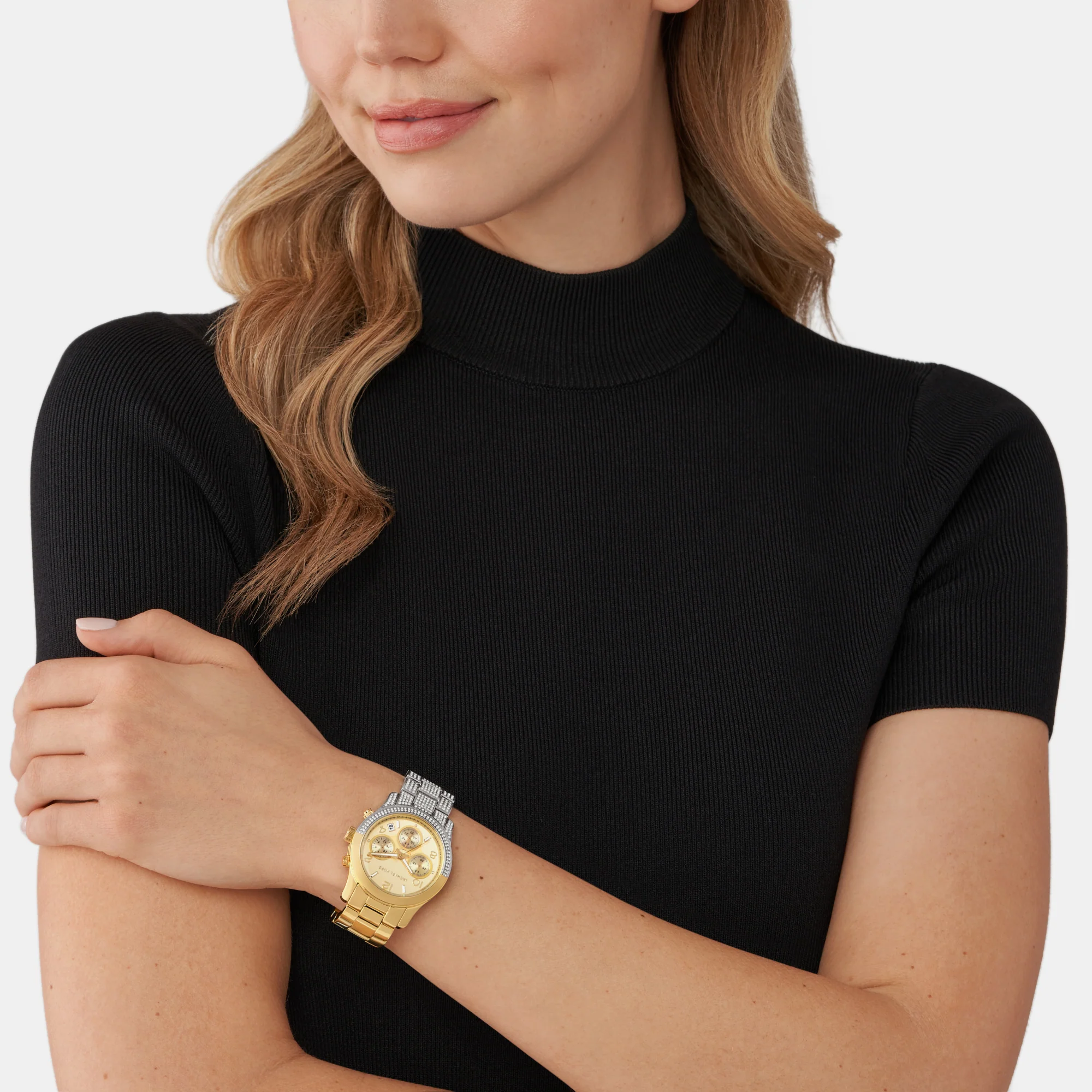Runway Women Quartz Gold Dial Chronograph Stainless Steel Watch MK7329 - Image 6