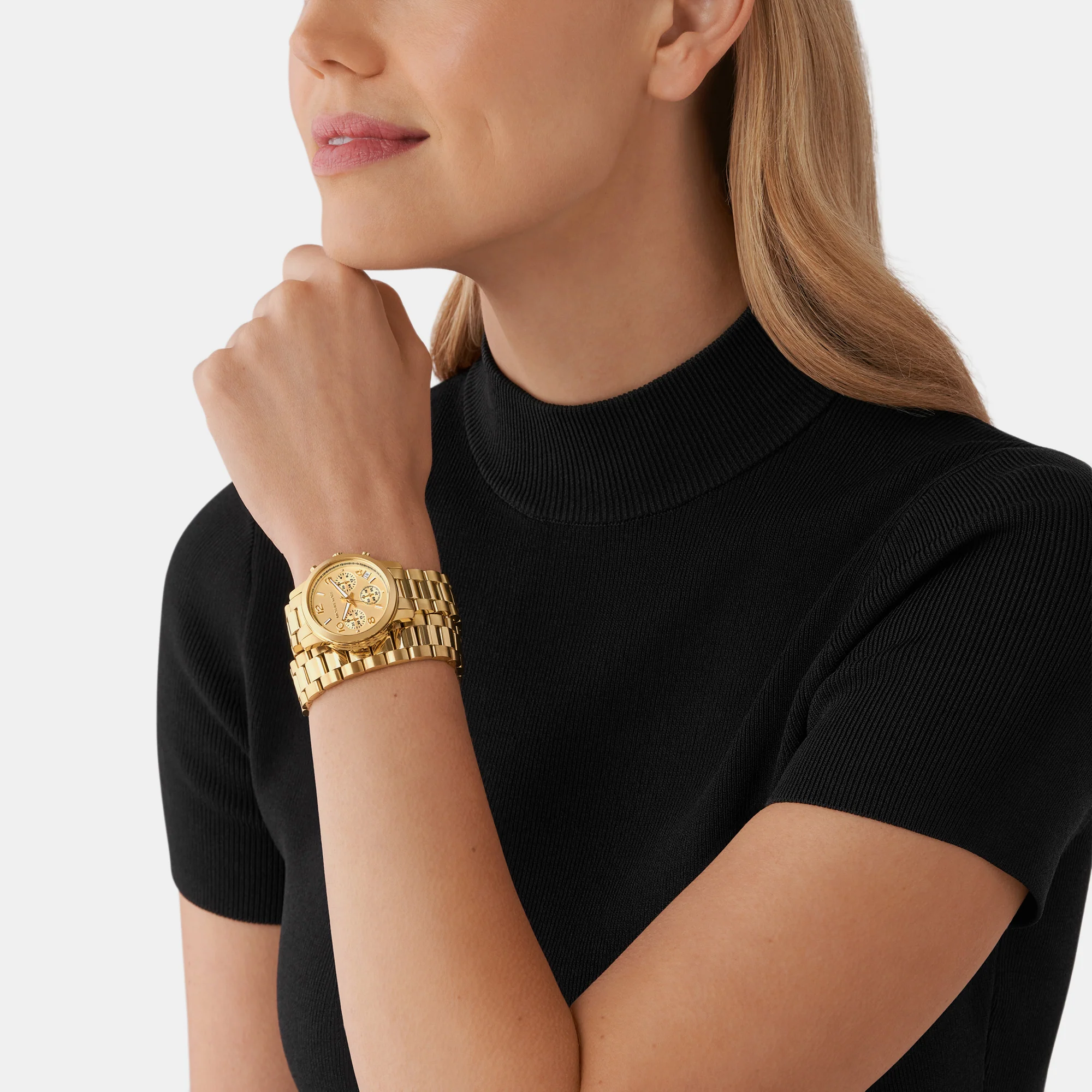 Runway Women Quartz Gold Dial Chronograph Stainless Steel Watch MK7452 - Image 2