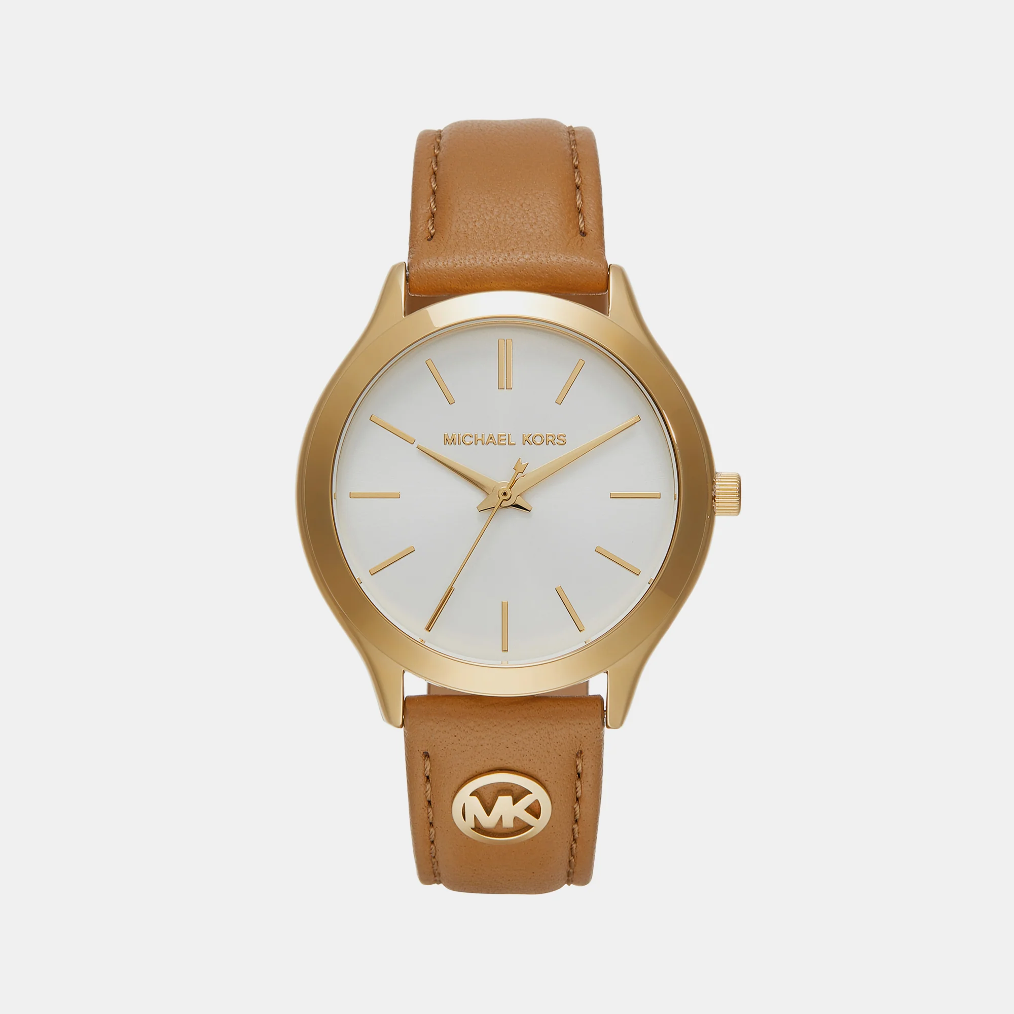 Slim Runway Women Quartz White Dial Analog Leather Watch MK7465