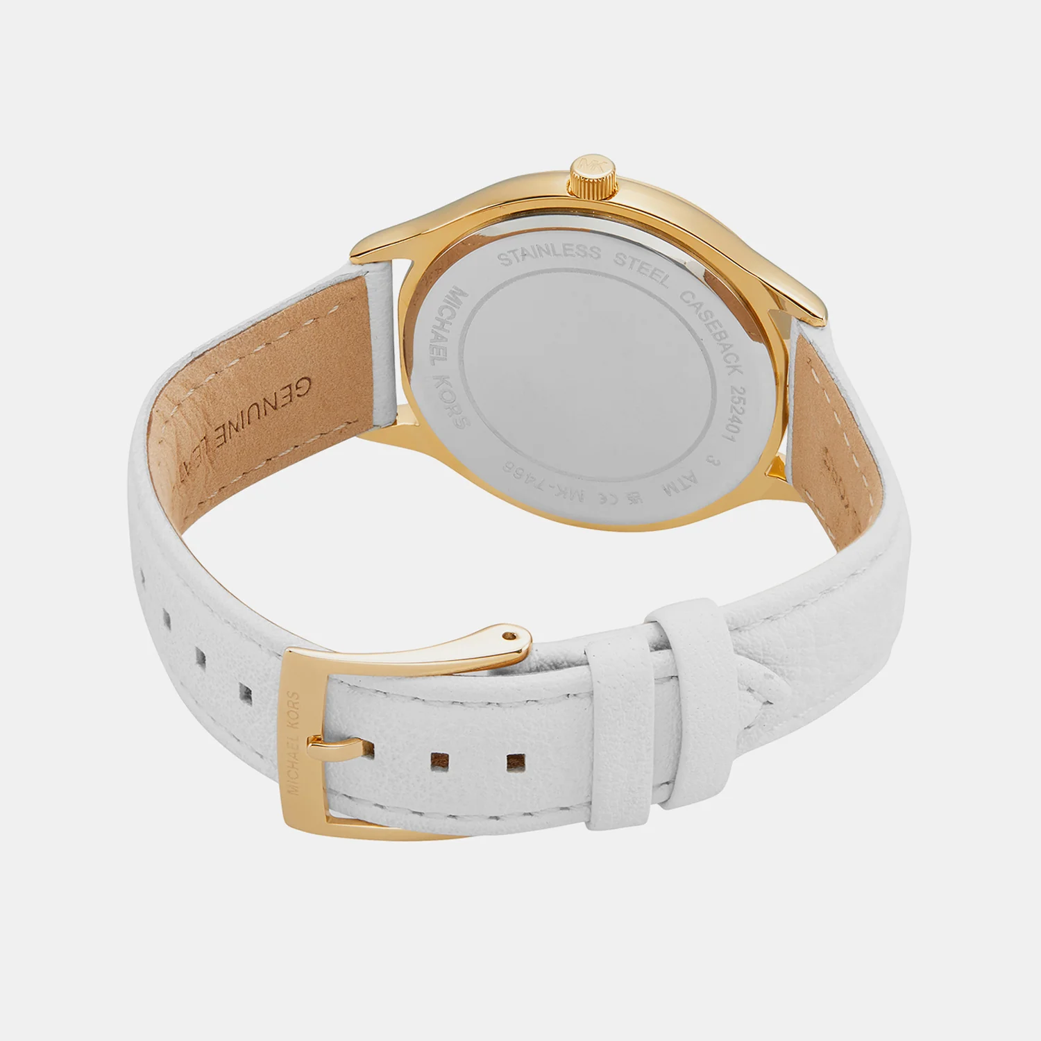Slim Runway Women Quartz White Dial Analog Leather Watch MK7466 - Image 5