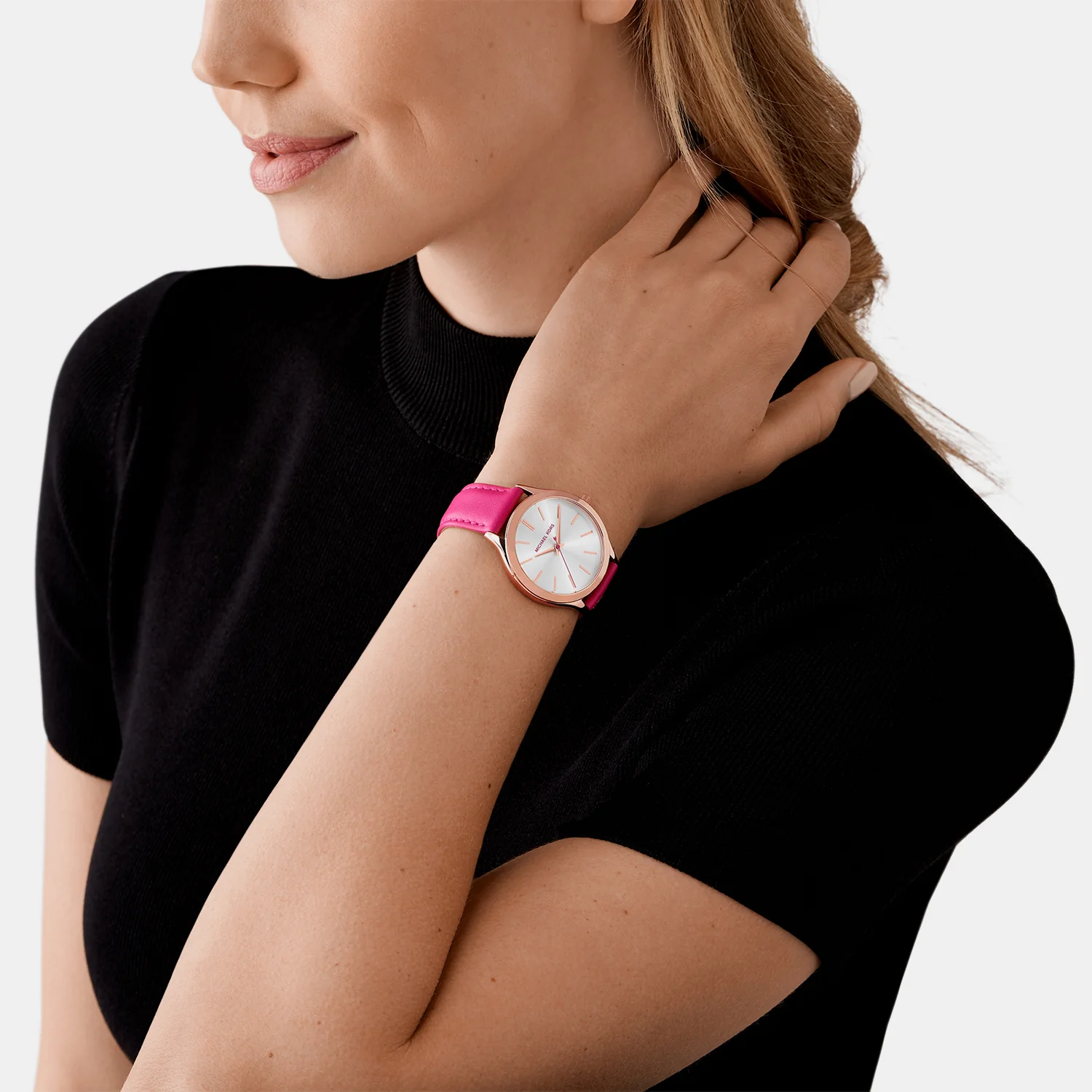 Slim Runway Women Quartz White Dial Analog Leather Watch MK7469 - Image 6