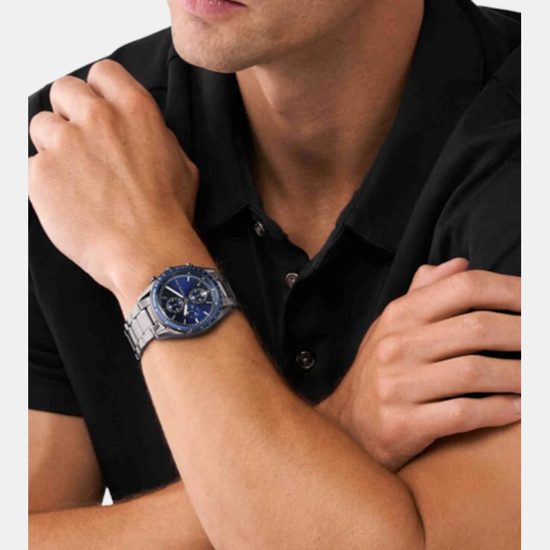 Warren Men Quartz Blue Dial Chronograph Stainless Steel Watch MK9111 - Image 7