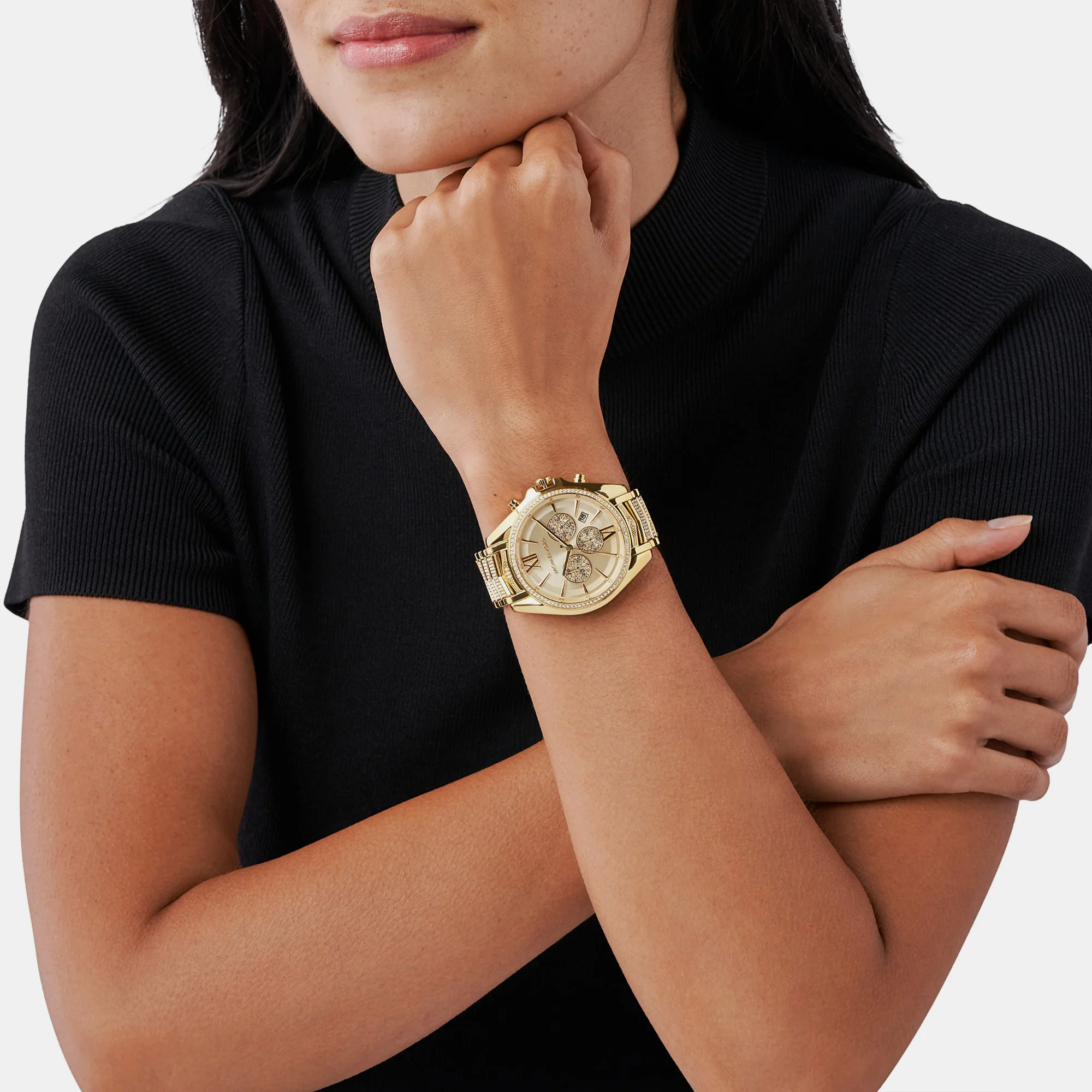 Whitney Women Quartz Gold Dial Chronograph Stainless Steel Watch MK6729 - Image 5