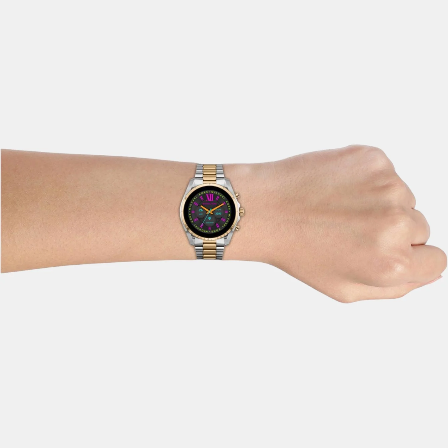 Women Processor Gold Dial Digital Stainless Steel Watch MKT5134 - Image 4