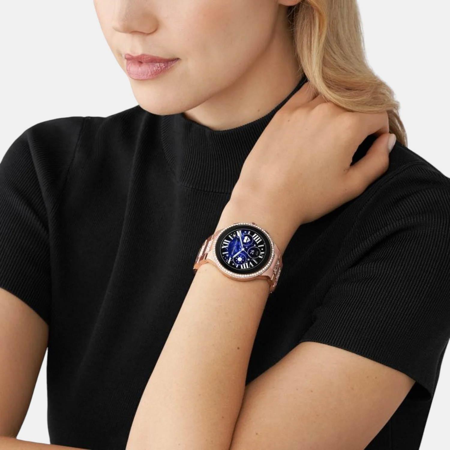 Women Processor Two Tone Dial Digital Stainless Steel Watch MKT5147 - Image 4