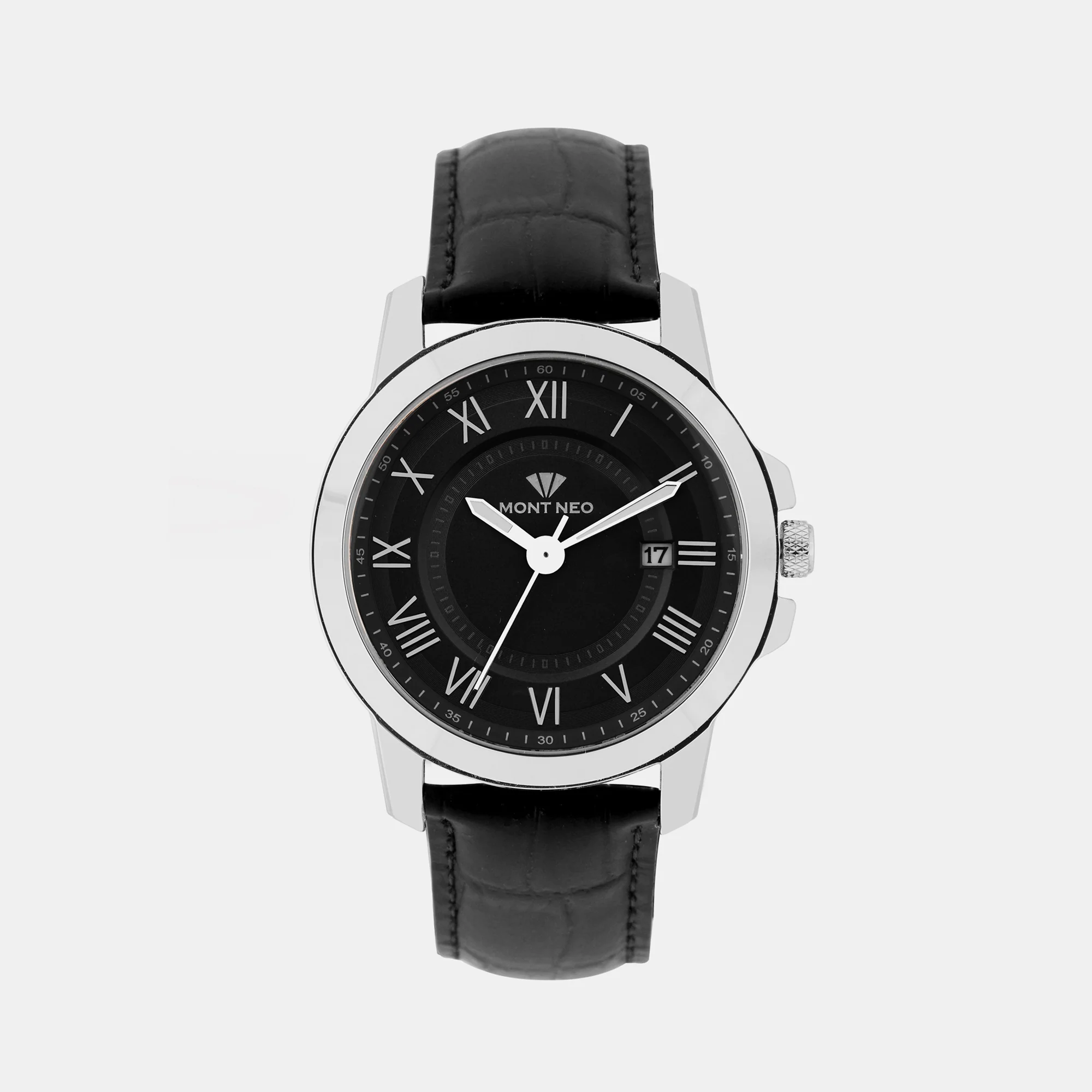 Men Quartz Black Dial Analog Leather Watch 8002E-L1104