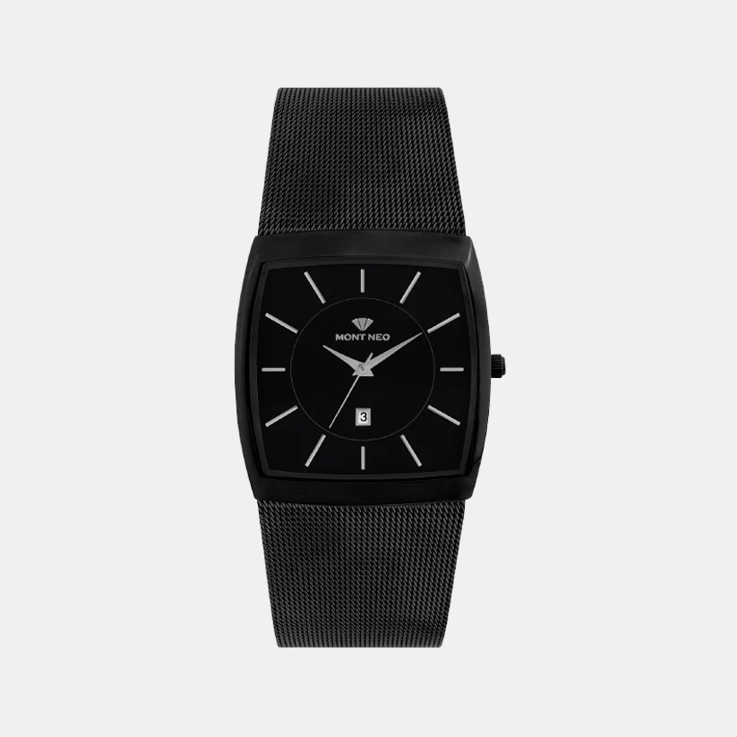 Men Quartz Black Dial Analog Mesh Watch 1060E-B4404 - Image 2