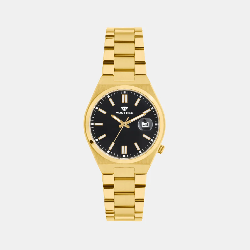 Men Quartz Black Dial Analog Metal Watch 3506E-M2203 - Image 2