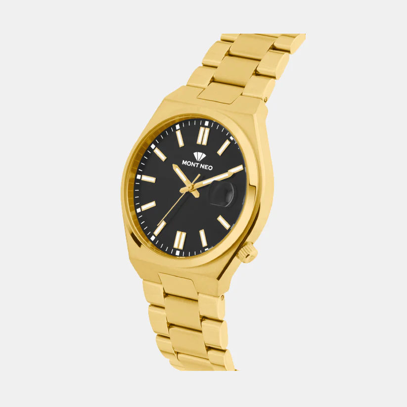 Men Quartz Black Dial Analog Metal Watch 3506E-M2203 - Image 3