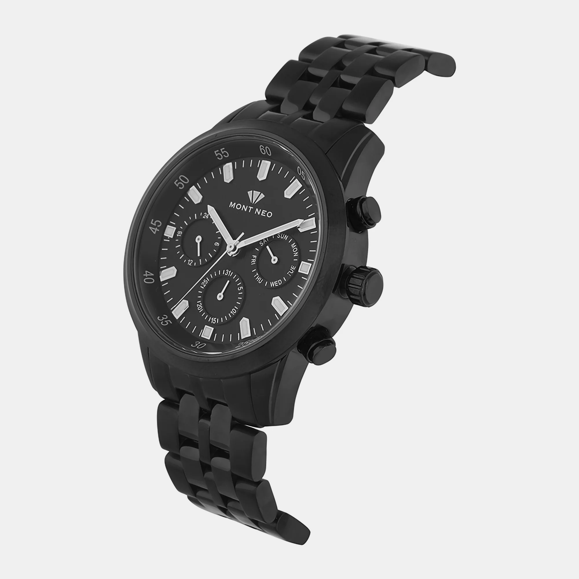 Men Quartz Black Dial Chronograph Stainless Steel Watch 1030M-M4404 - Image 2