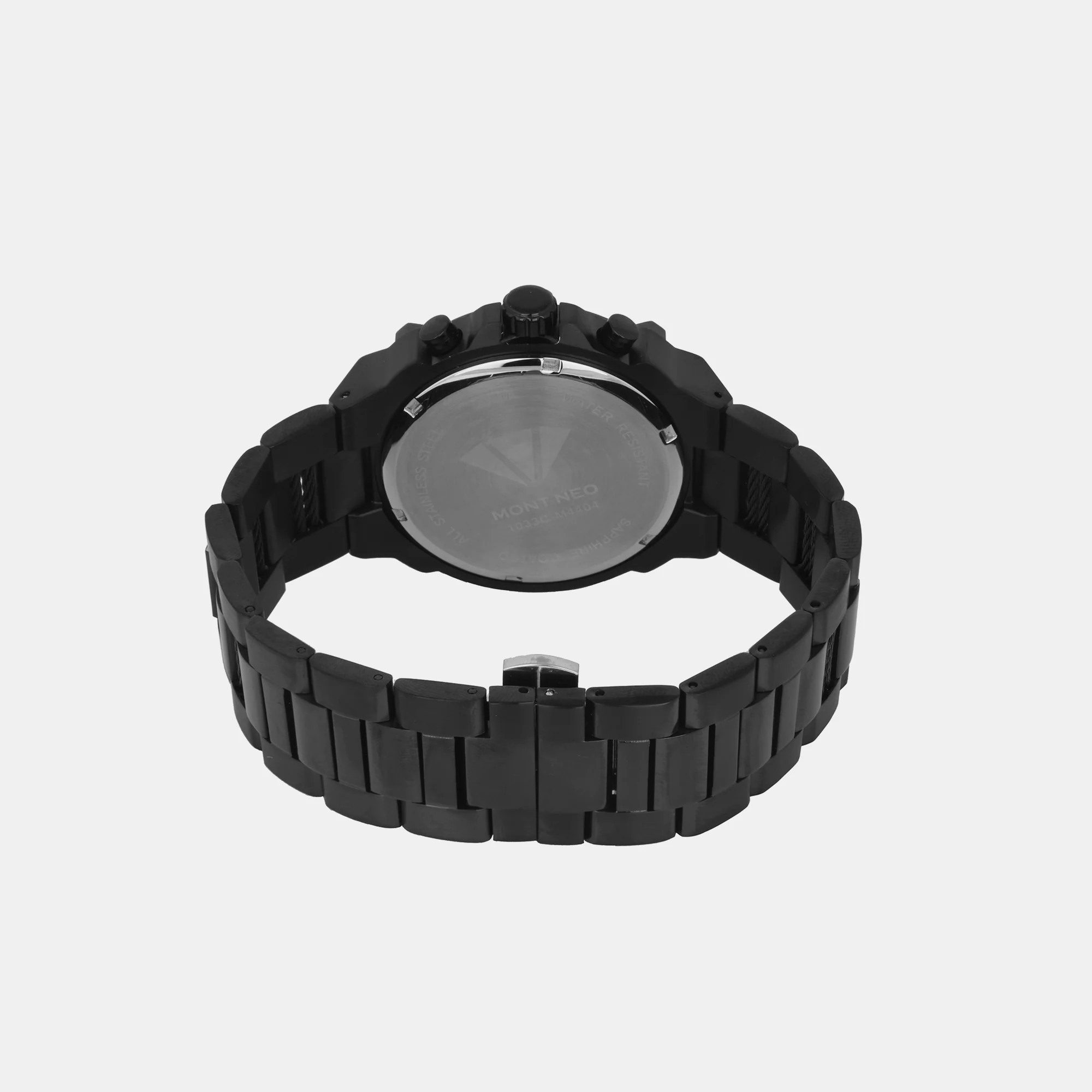 Men Quartz Black Dial Chronograph Stainless Steel Watch 1033C-M4404 - Image 3