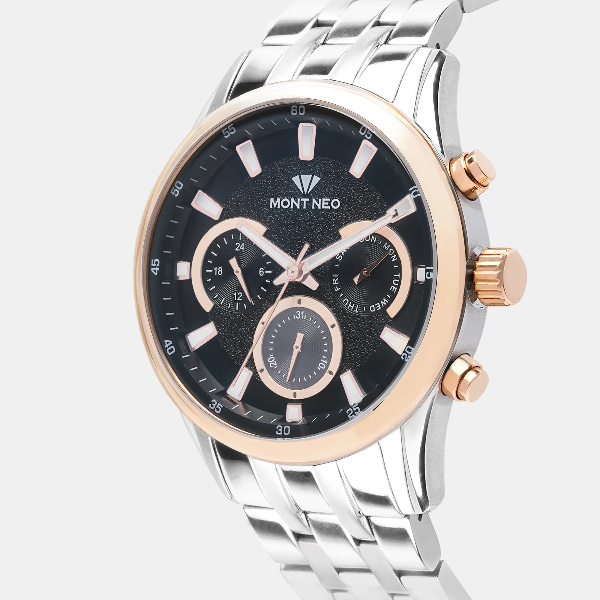 Men Quartz Black Dial Chronograph Stainless Steel Watch 7008C-M1304 - Image 3