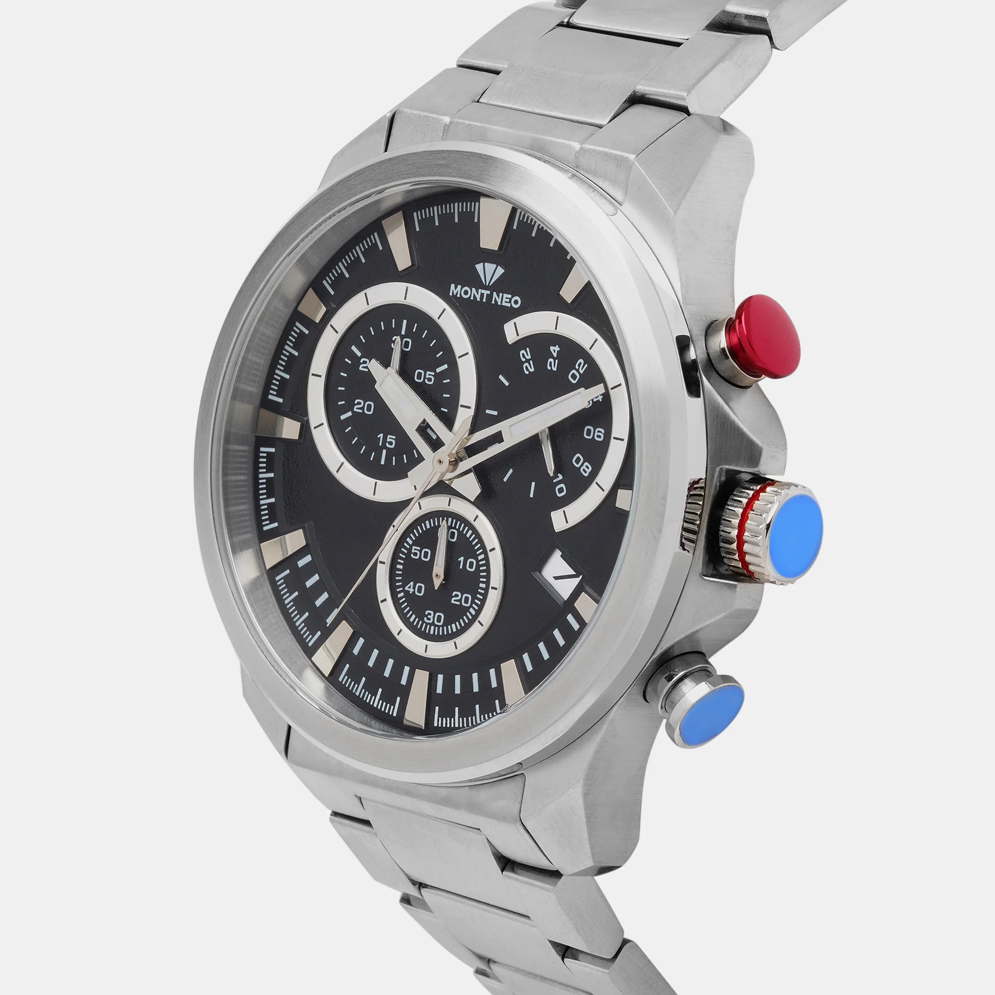 Men Quartz Black Dial Chronograph Stainless Steel Watch 7011M-M1104 - Image 3