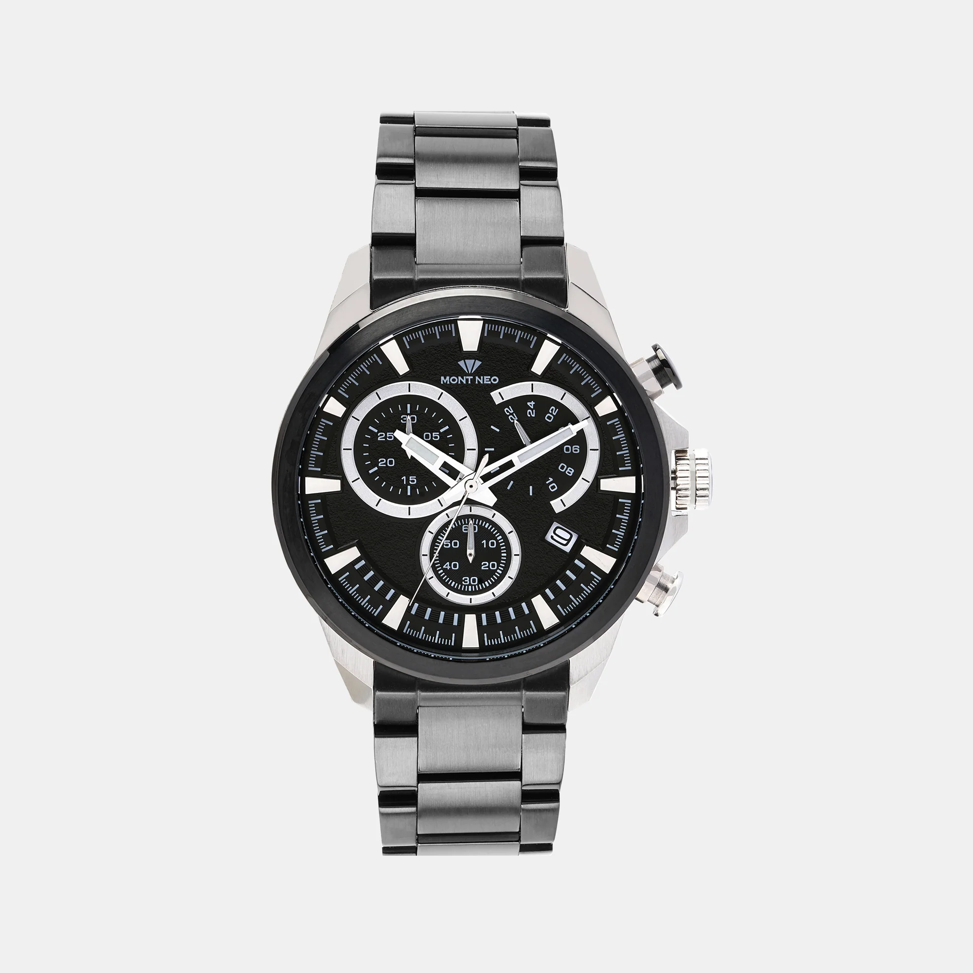 Men Quartz Black Dial Chronograph Stainless Steel Watch 7011M-M1404 - Image 2